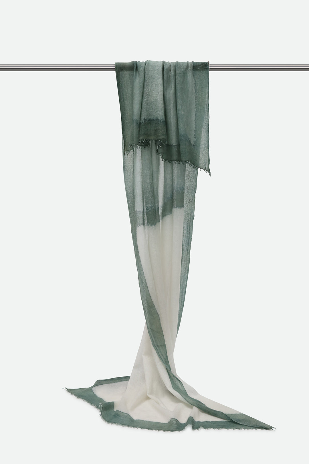 SCARF IN HAND DYED CASHMERE FERN BUFF BEIGE STRIPE