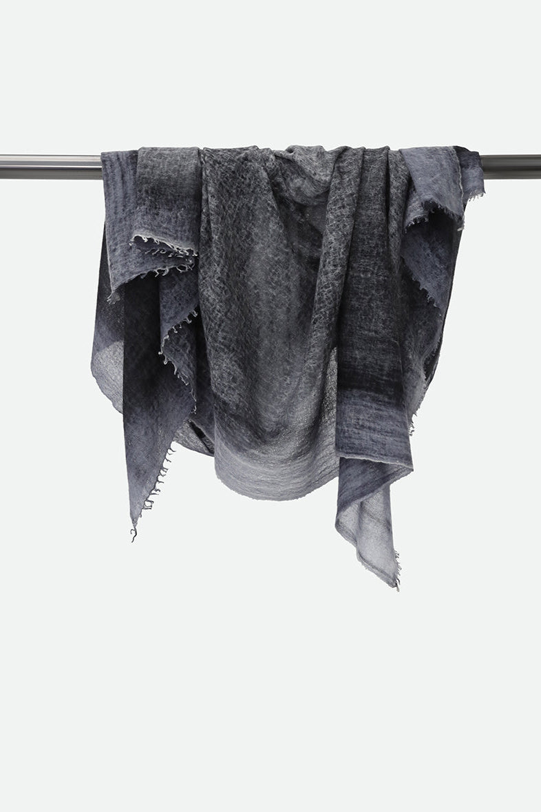 SCARF IN HAND DYED CASHMERE CHARCOAL STRIPE