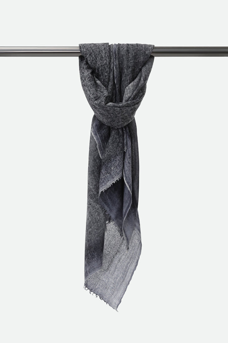 SCARF IN HAND DYED CASHMERE CHARCOAL STRIPE
