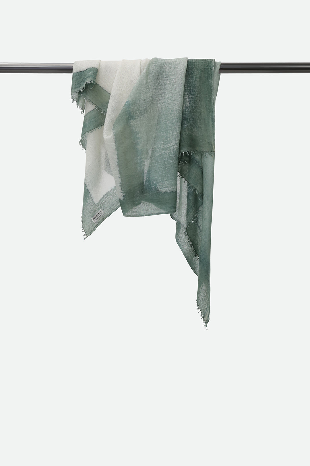 SCARF IN HAND DYED CASHMERE FERN BUFF BEIGE STRIPE
