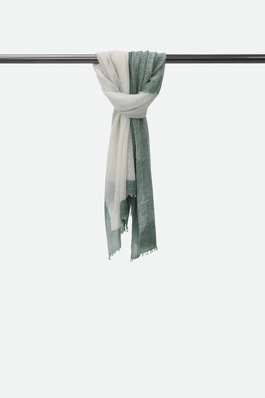 SCARF IN HAND DYED CASHMERE FERN BUFF BEIGE STRIPE