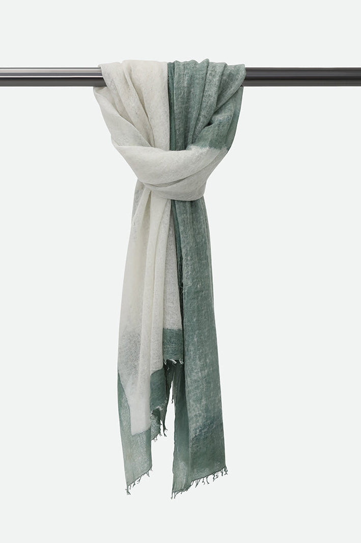SCARF IN HAND DYED CASHMERE FERN BUFF BEIGE STRIPE