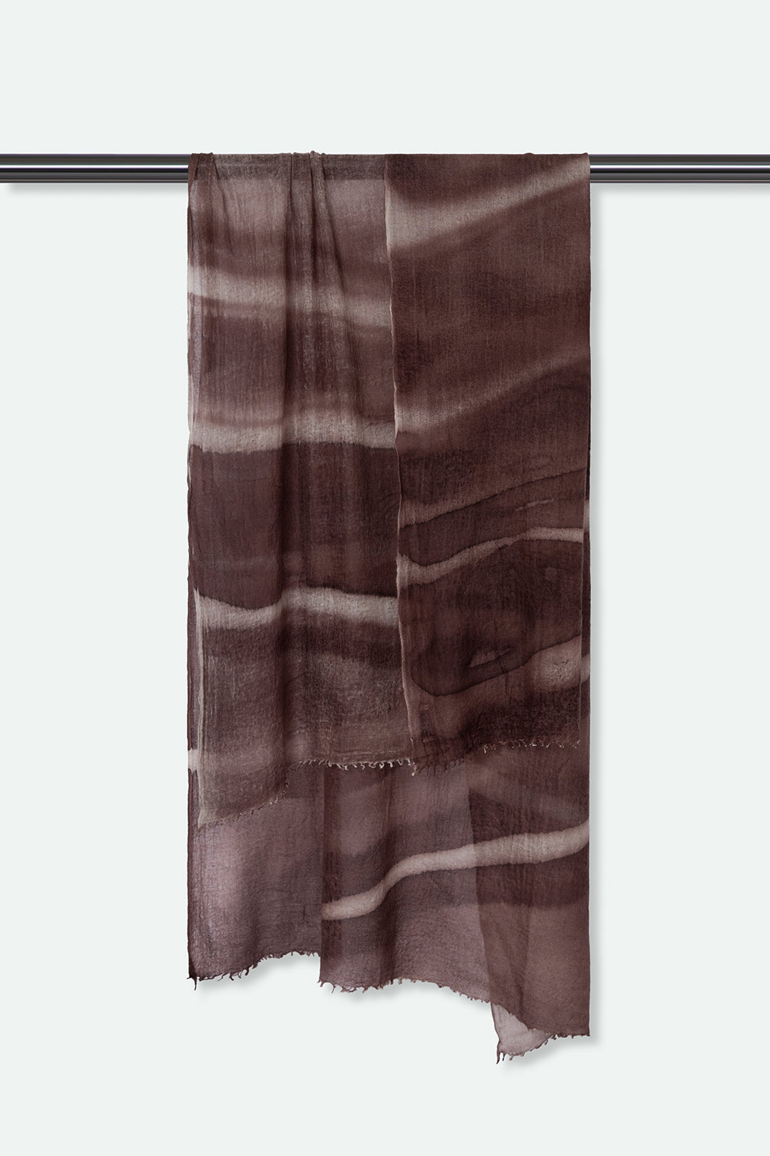 CHOCOLATE STRIPE SCARF IN HAND DYED CASHMERE
