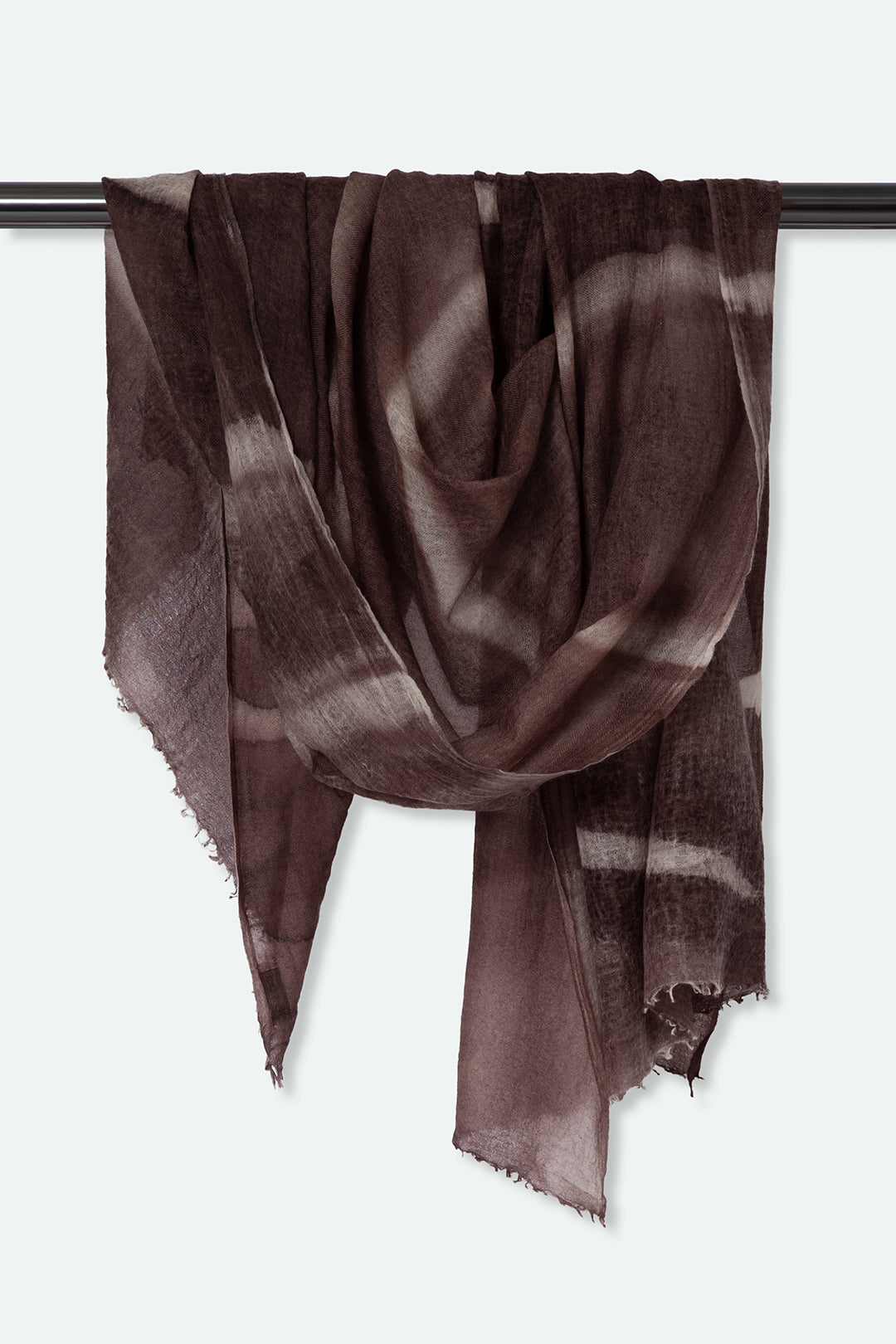 CHOCOLATE STRIPE SCARF IN HAND DYED CASHMERE