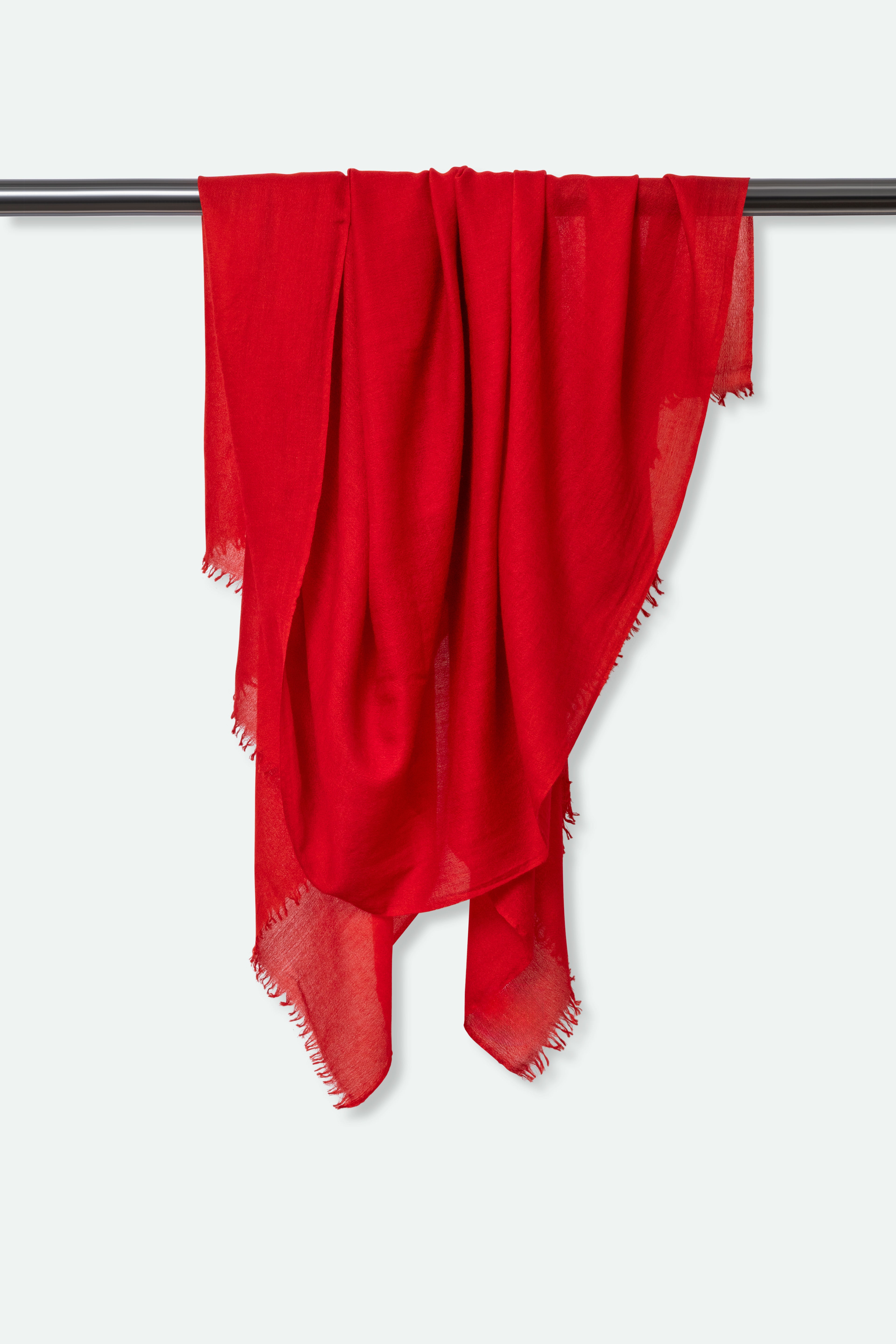 LIGHTWEIGHT SCARF IN HAND DYED CASHMERE DAHLIA RED