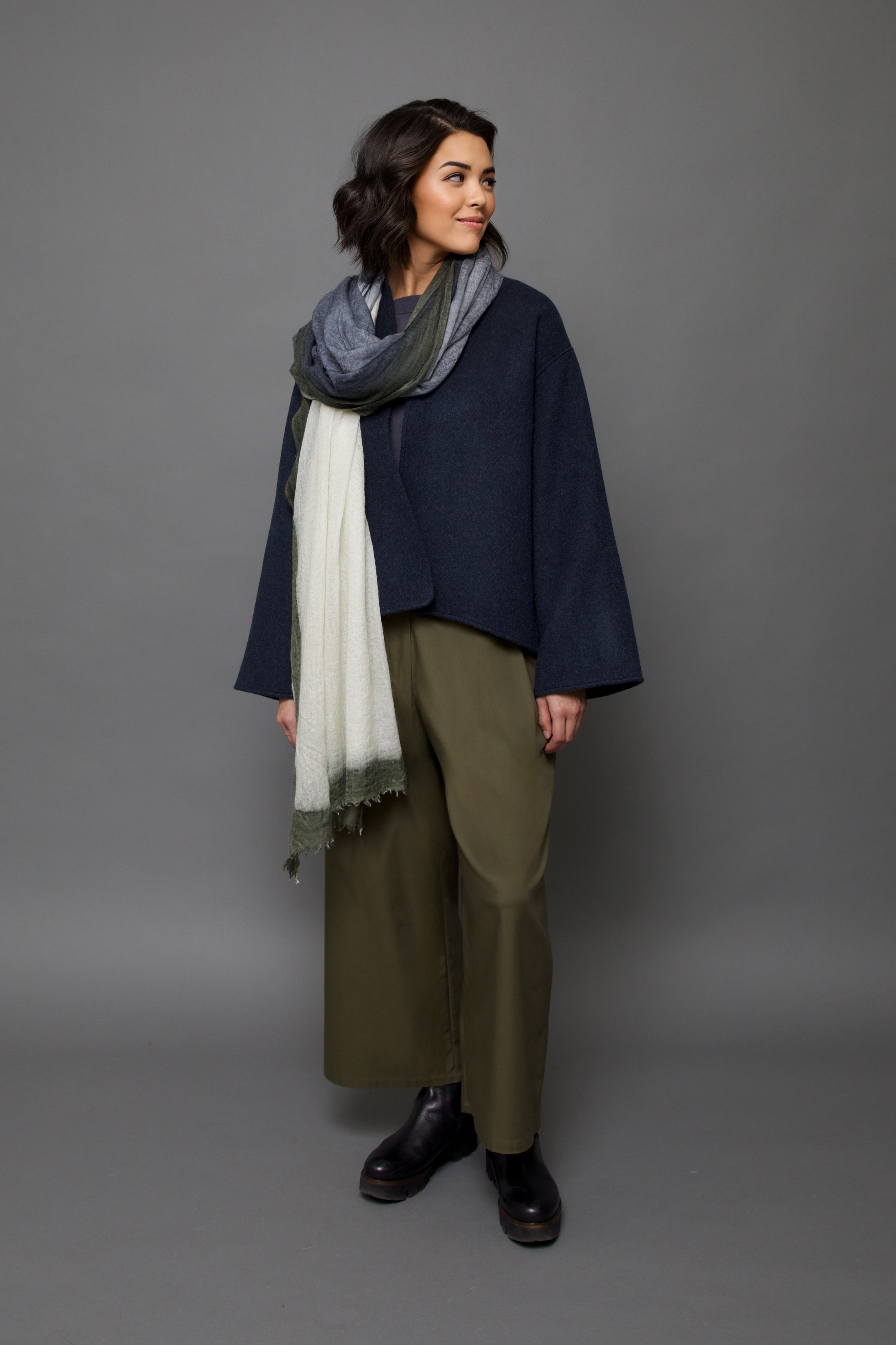 JORDANE JACKET IN ITALIAN DOUBLE FACE WOOL NAVY GREY