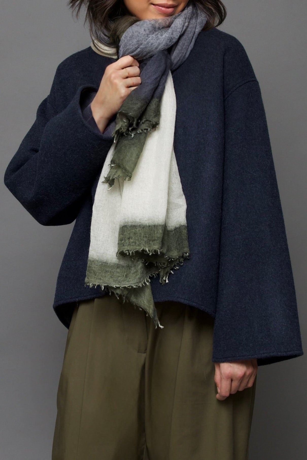 JORDANE JACKET IN ITALIAN DOUBLE FACE WOOL NAVY GREY