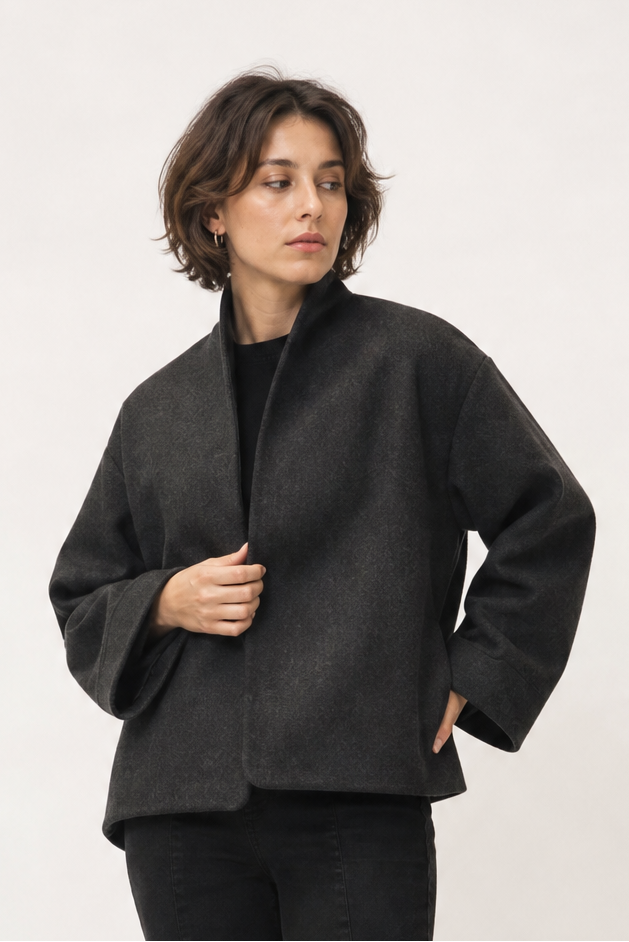 JORDANE JACKET IN CHARCOAL ITALIAN WOOL