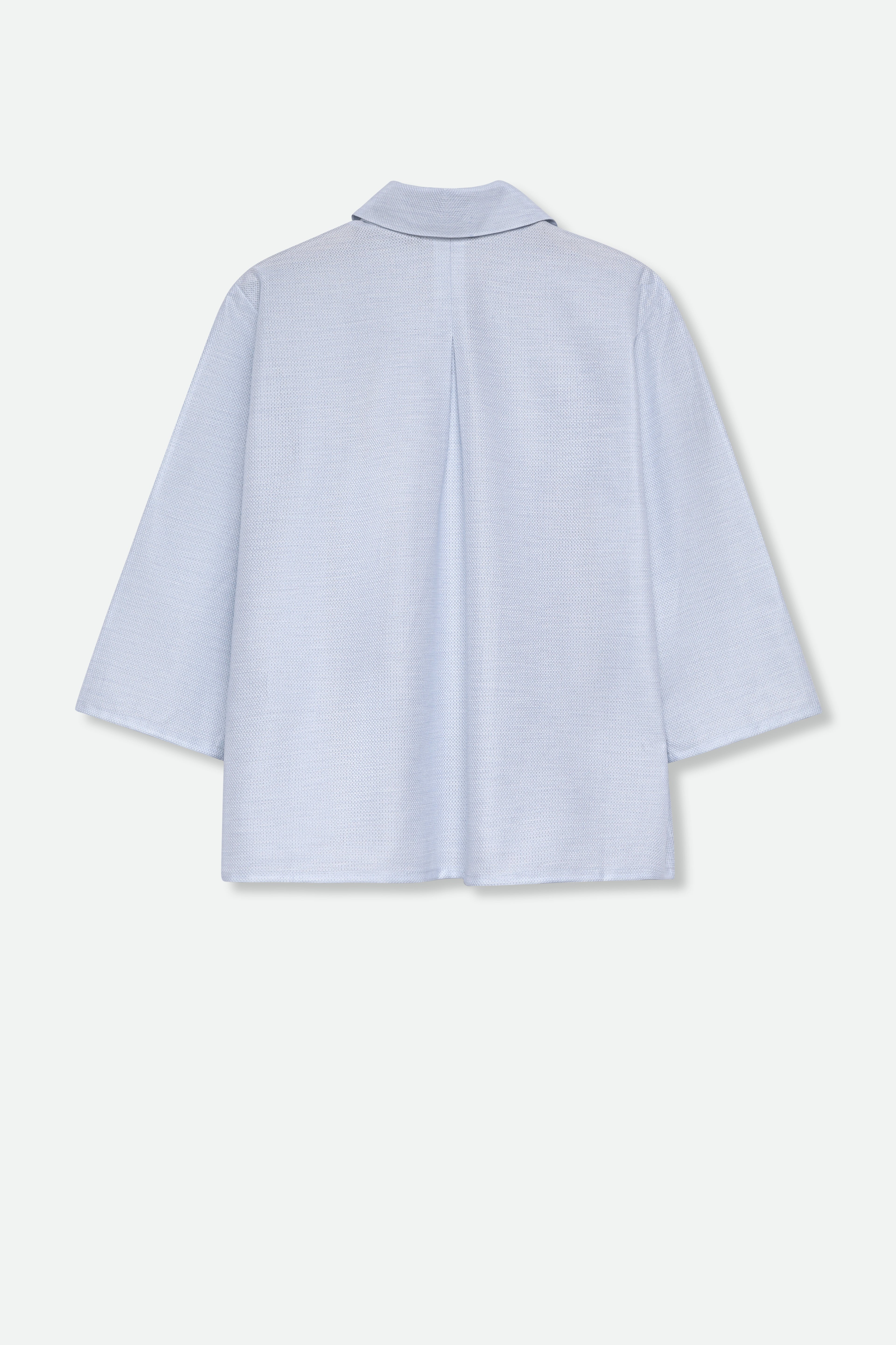 CESARE CAMP SHIRT IN ITALIAN COTTON PIQUE LIGHT BLUE HONEYCOMB