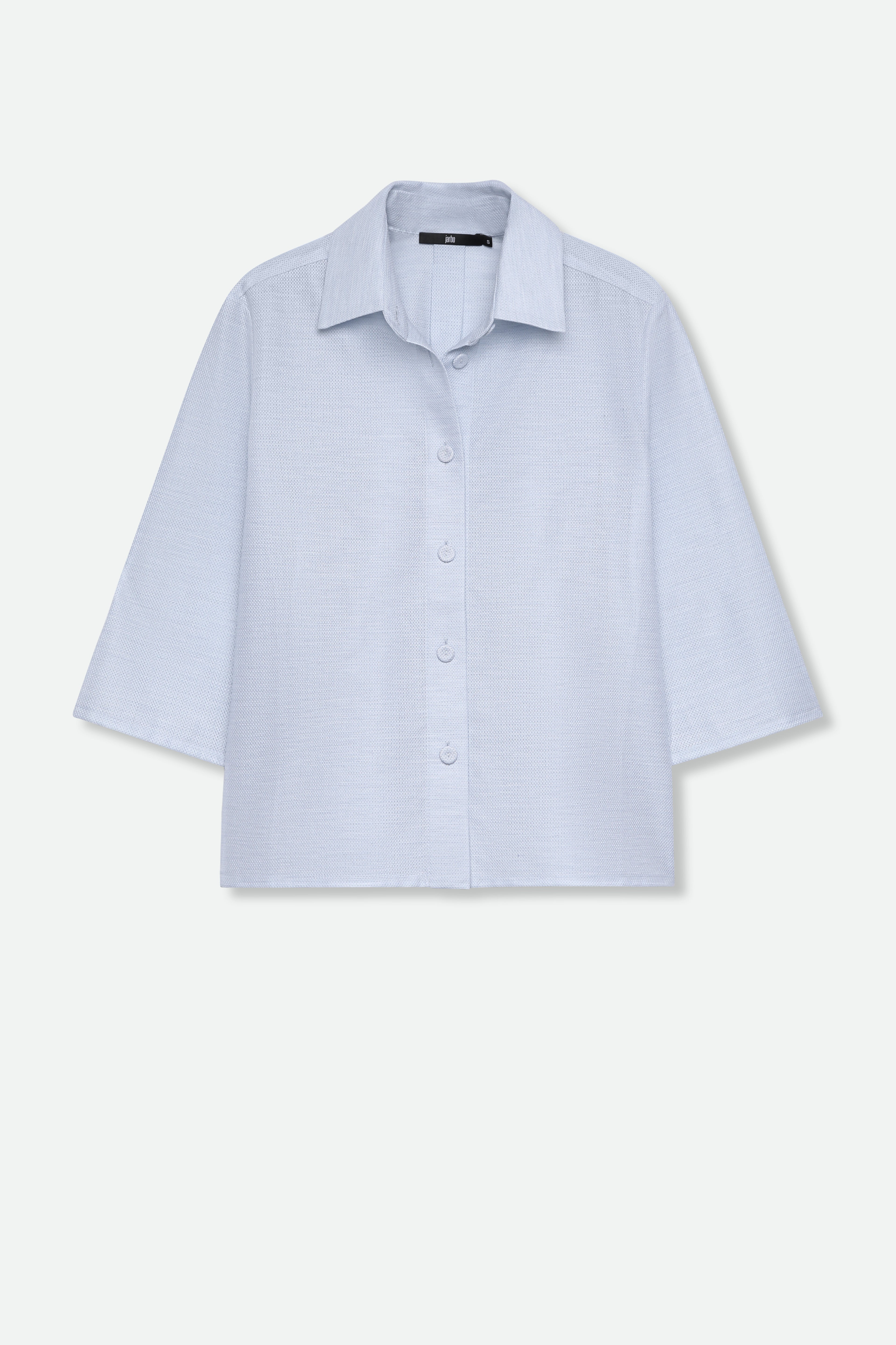 CESARE CAMP SHIRT IN ITALIAN COTTON PIQUE LIGHT BLUE HONEYCOMB