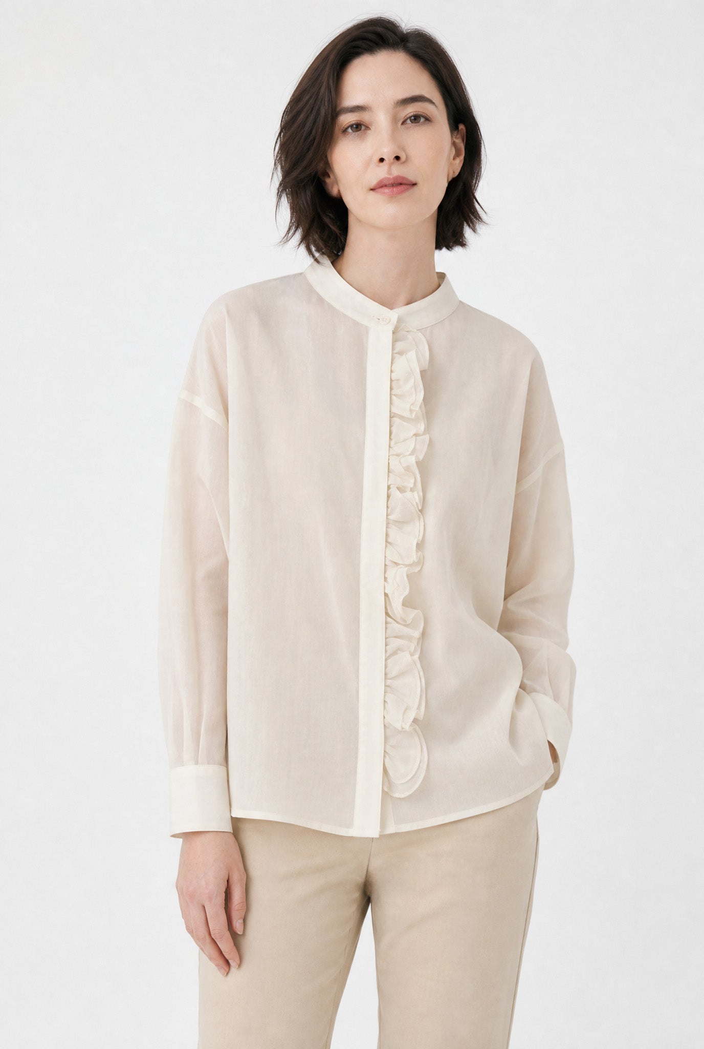 FLEUR RUFFLE SHIRT IN ITALIAN COTTON ORGANZA