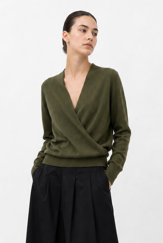 TORY ITALIAN COTTON SURPLICE WRAP TOP