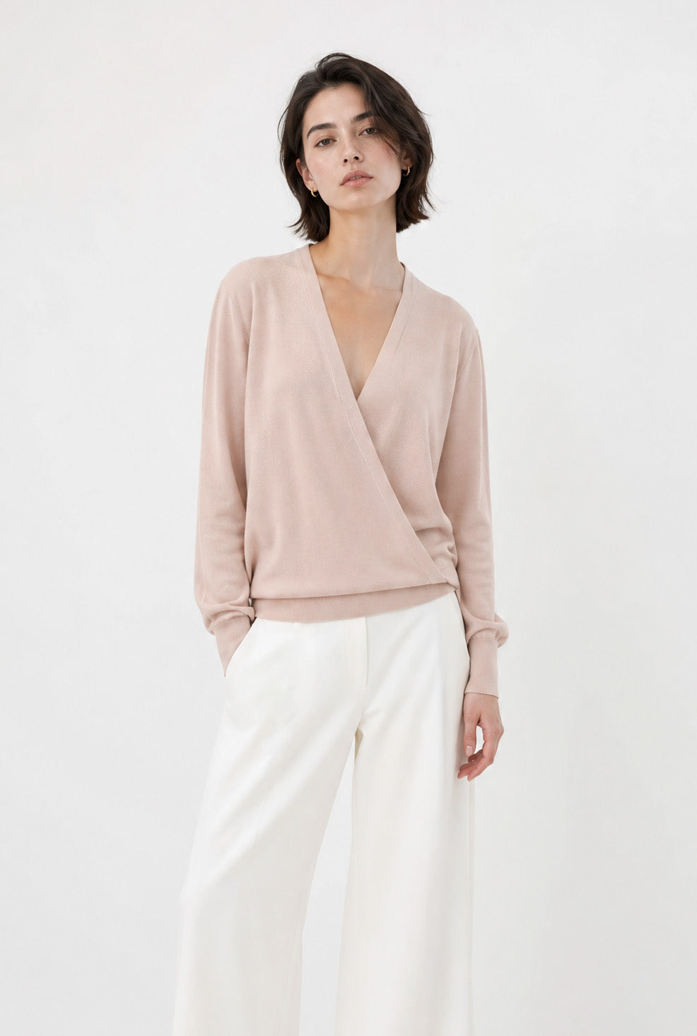 TORY ITALIAN COTTON SURPLICE WRAP TOP