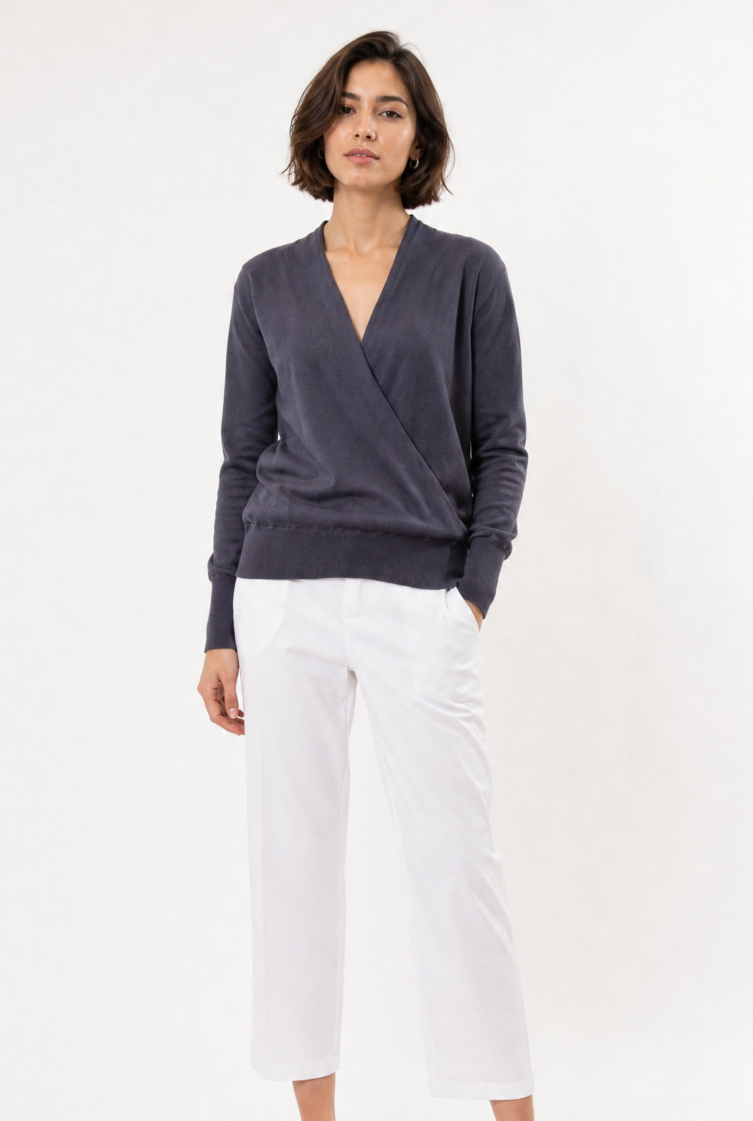 TORY ITALIAN COTTON SURPLICE WRAP TOP