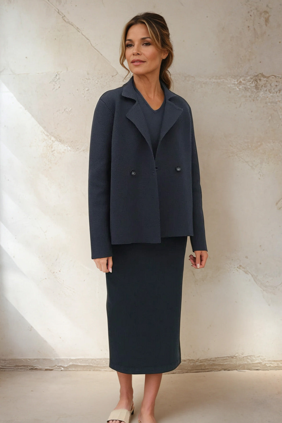 BRISIO DOUBLE BREASTED BLAZER IN ITALIAN COTTON