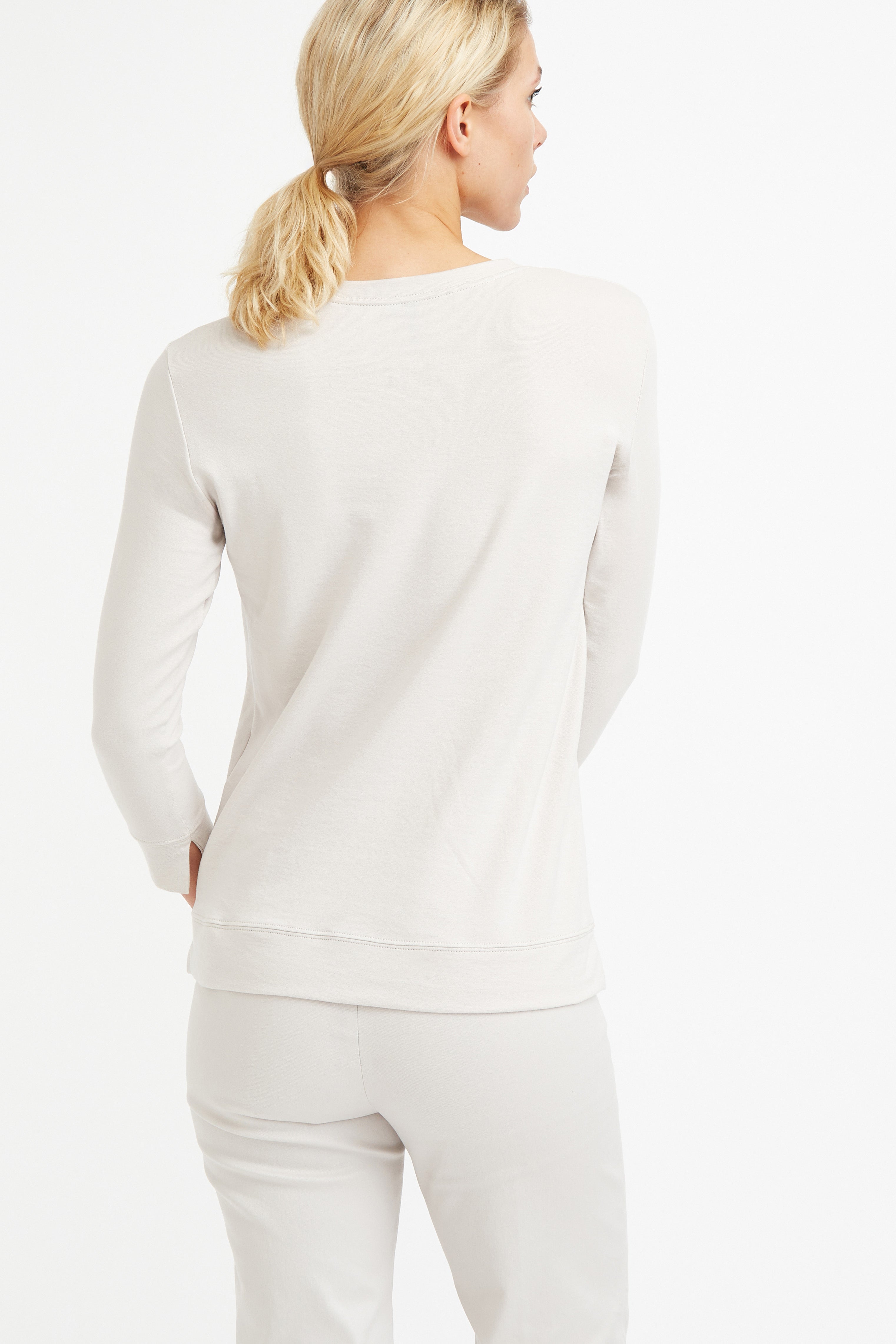 THREE-QUARTER SLEEVE BOX TOP IN PIMA COTTON STRETCH
