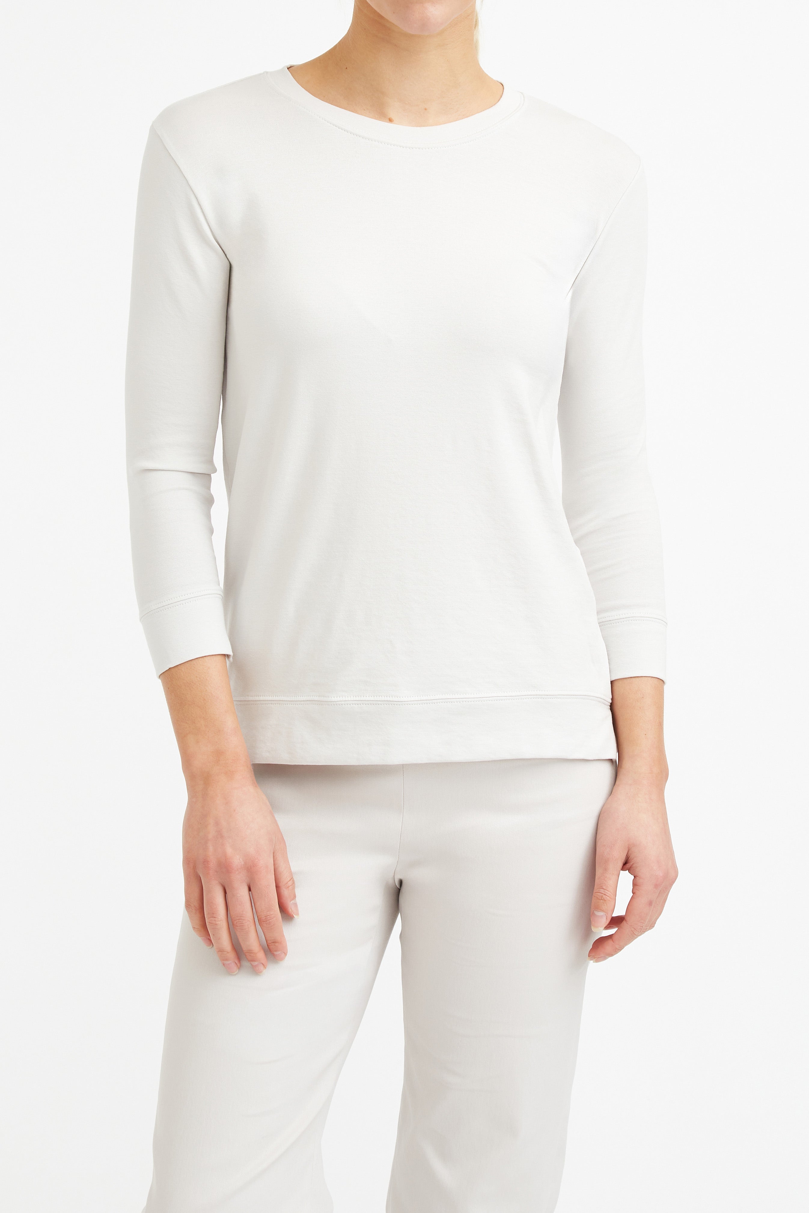 THREE-QUARTER SLEEVE BOX TOP IN PIMA COTTON STRETCH