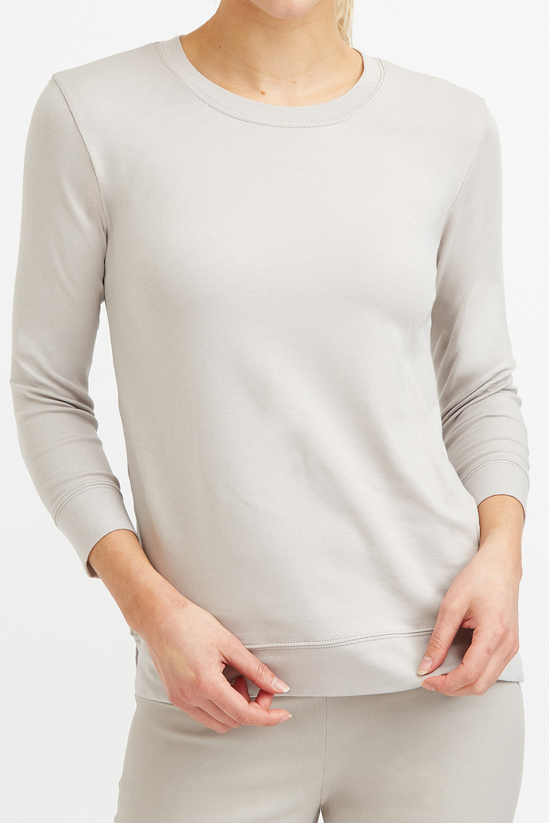 THREE-QUARTER SLEEVE BOX TOP IN PIMA COTTON STRETCH