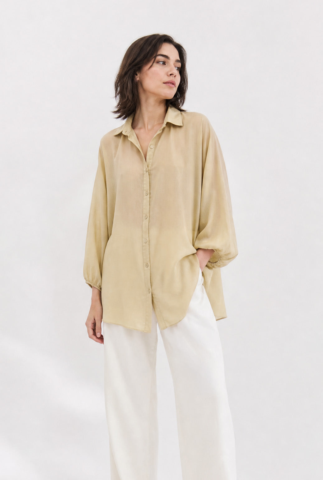 FLOWY OVERSIZED BLOUSE IN SILK COTTON