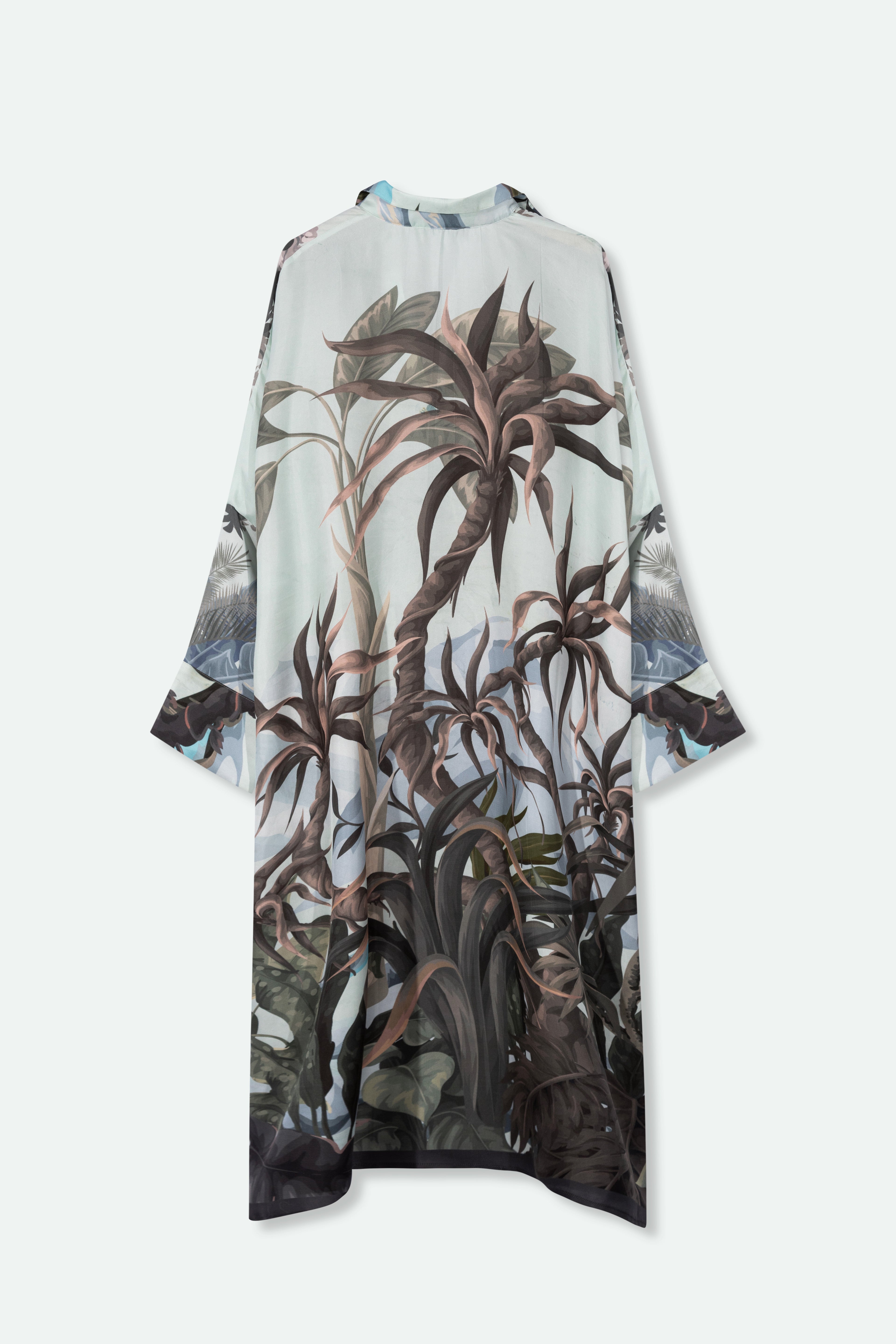 KONA KAFTAN IN SILK TWILL BLUE PALMS