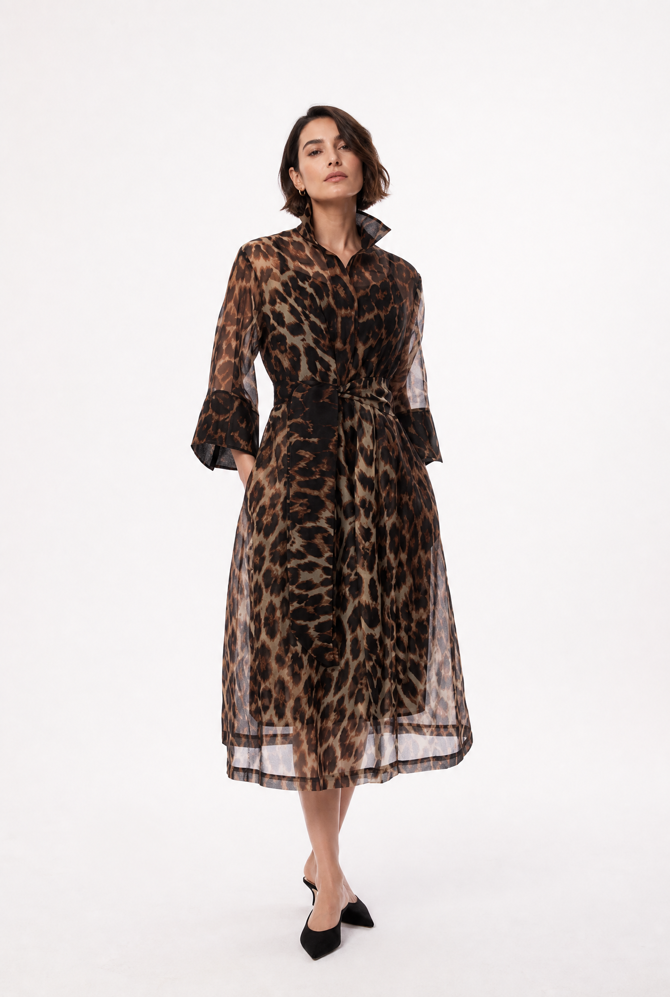GABRIELLE DRESS IN SILK ORGANZA LEOPARD LEOPARD / S