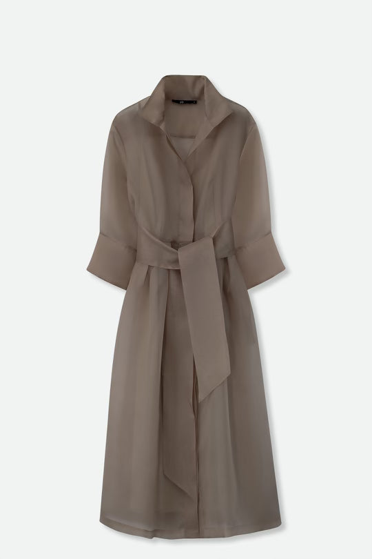 GABRIELLE DRESS IN SILK ORGANZA COCOA