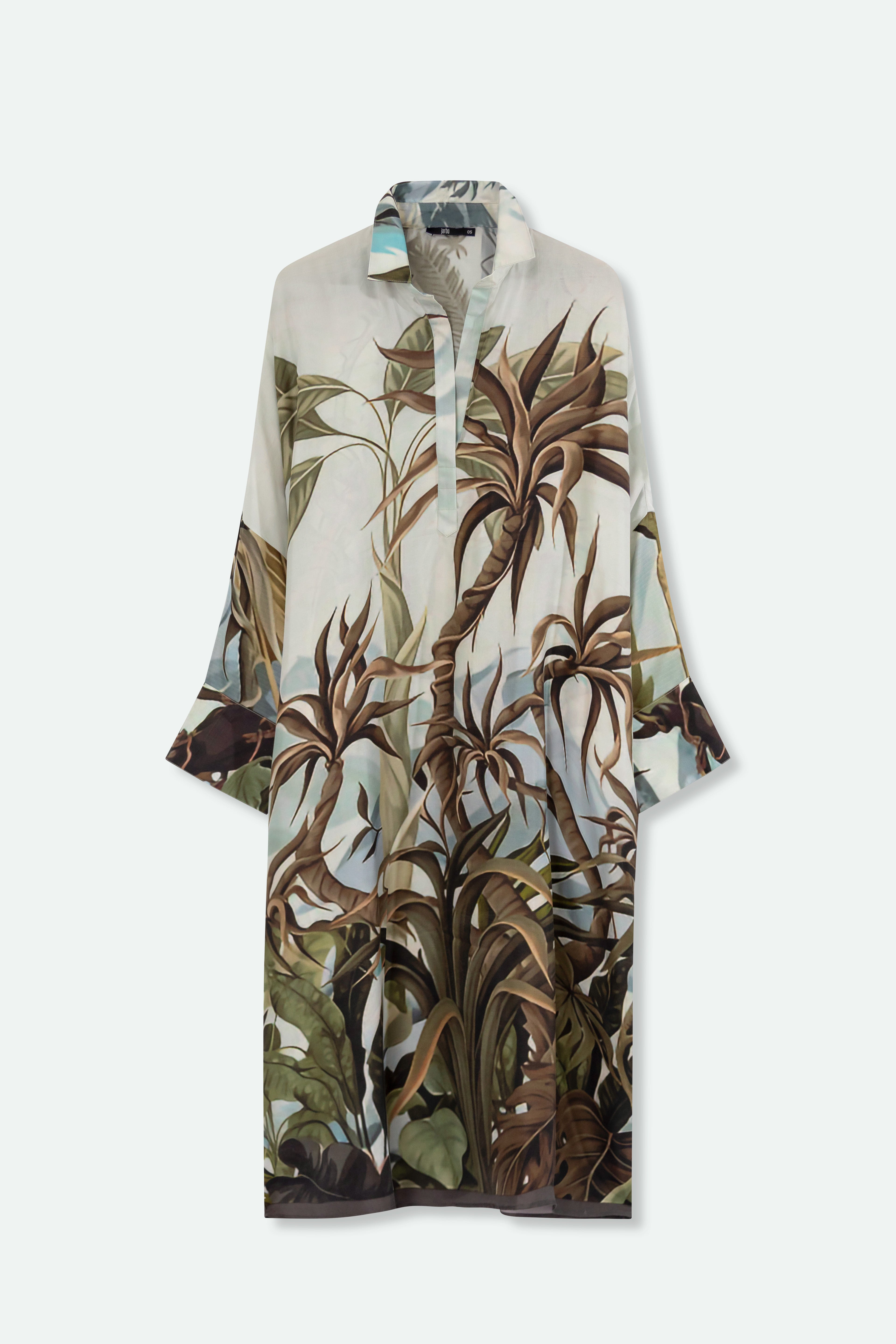 KONA KAFTAN IN LIGHTWEIGHT SILK NATURAL PALMS