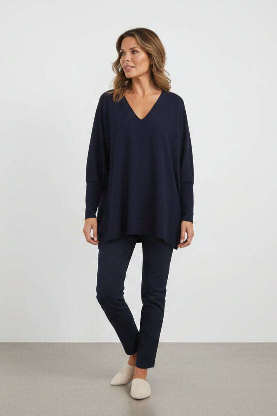 LIMITED EDITION LENA LONG SLEEVE V-NECK PONCHO IN PIMA COTTON KNIT