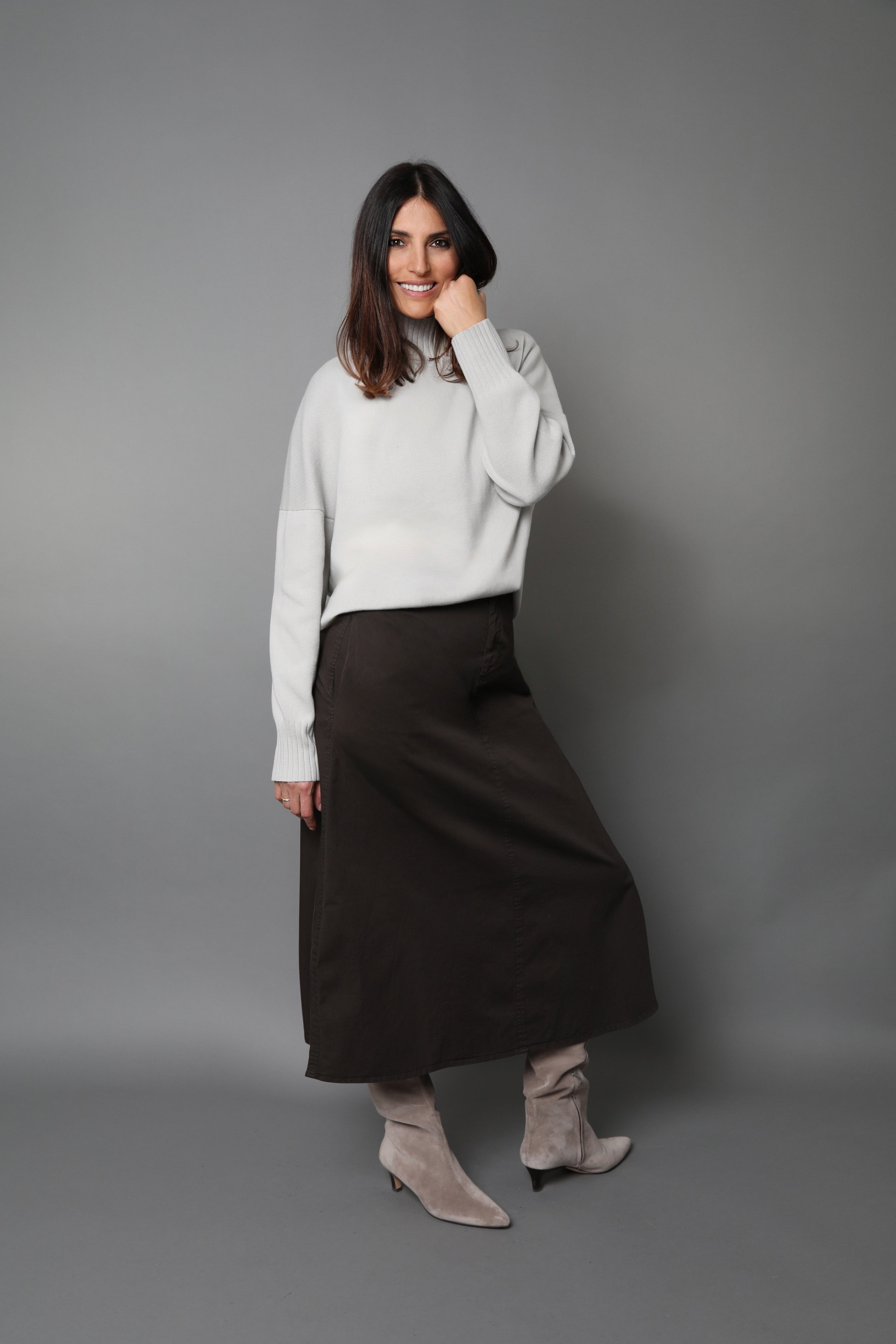 LEONE SKIRT IN GARMENT DYED ITALIAN COTTON