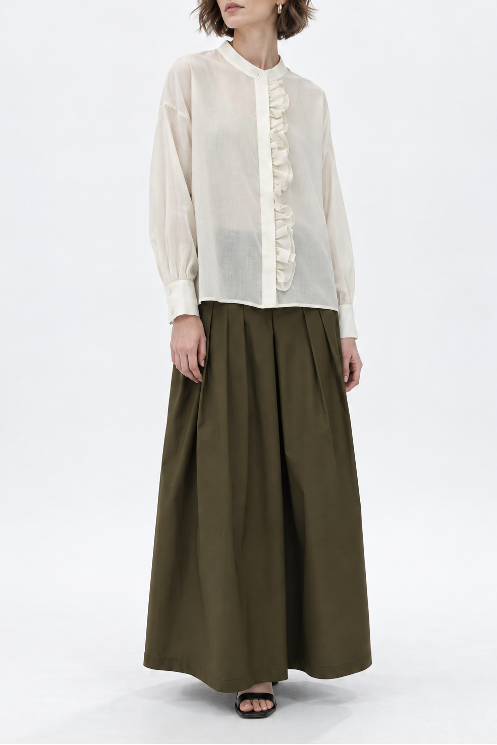 LILOU PLEATED SKIRT IN ITALIAN POPLIN STRETCH