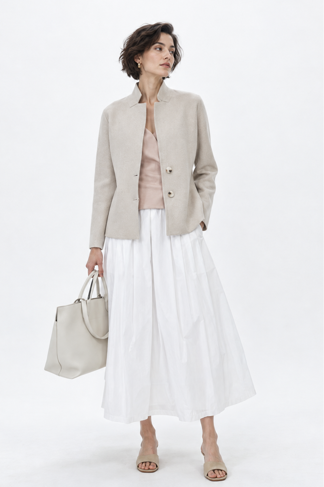 LILOU PLEATED SKIRT IN ITALIAN POPLIN STRETCH