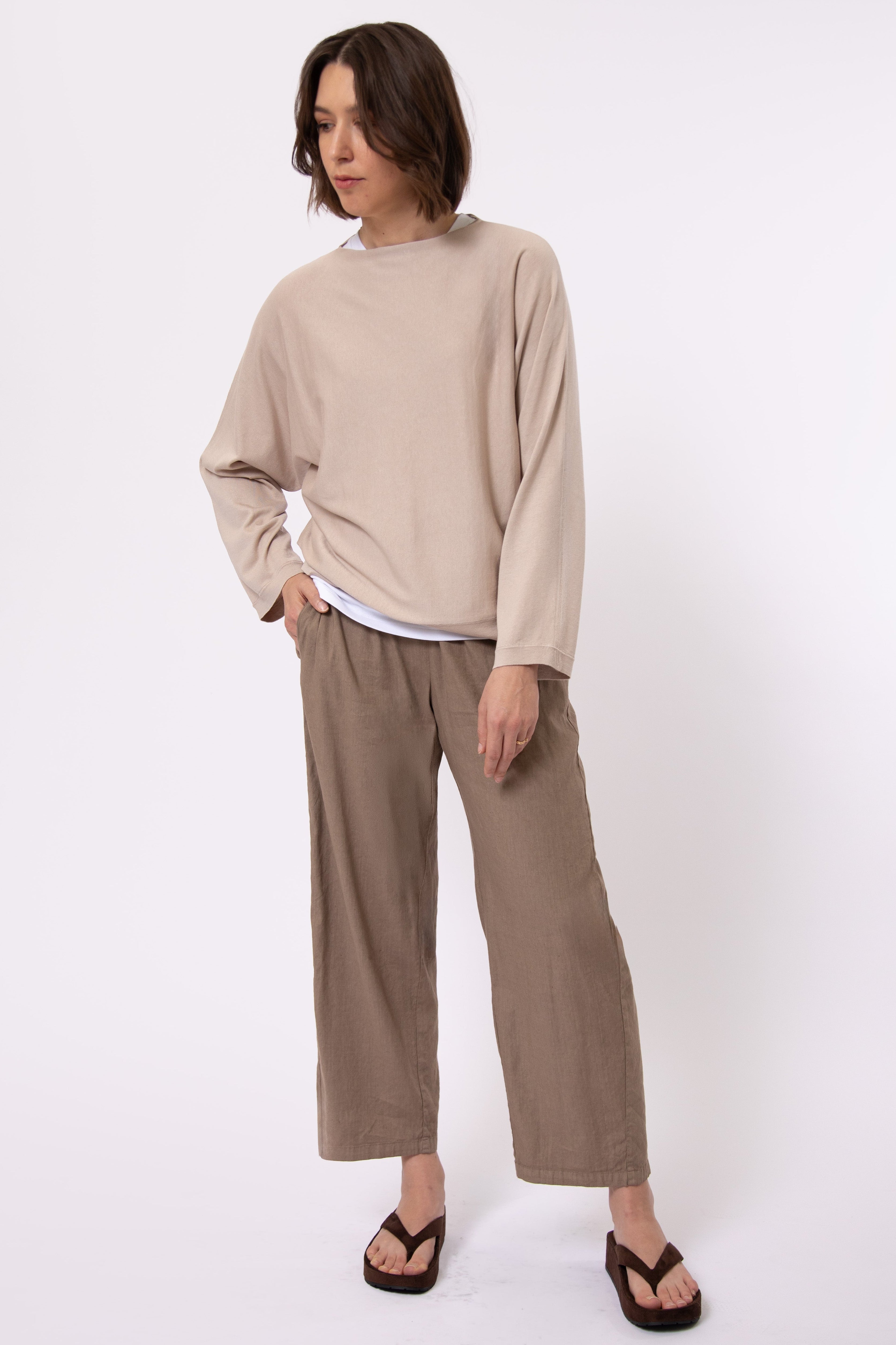 MAREN DOLMAN TOP IN FINE GAUGE ITALIAN SILK COTTON