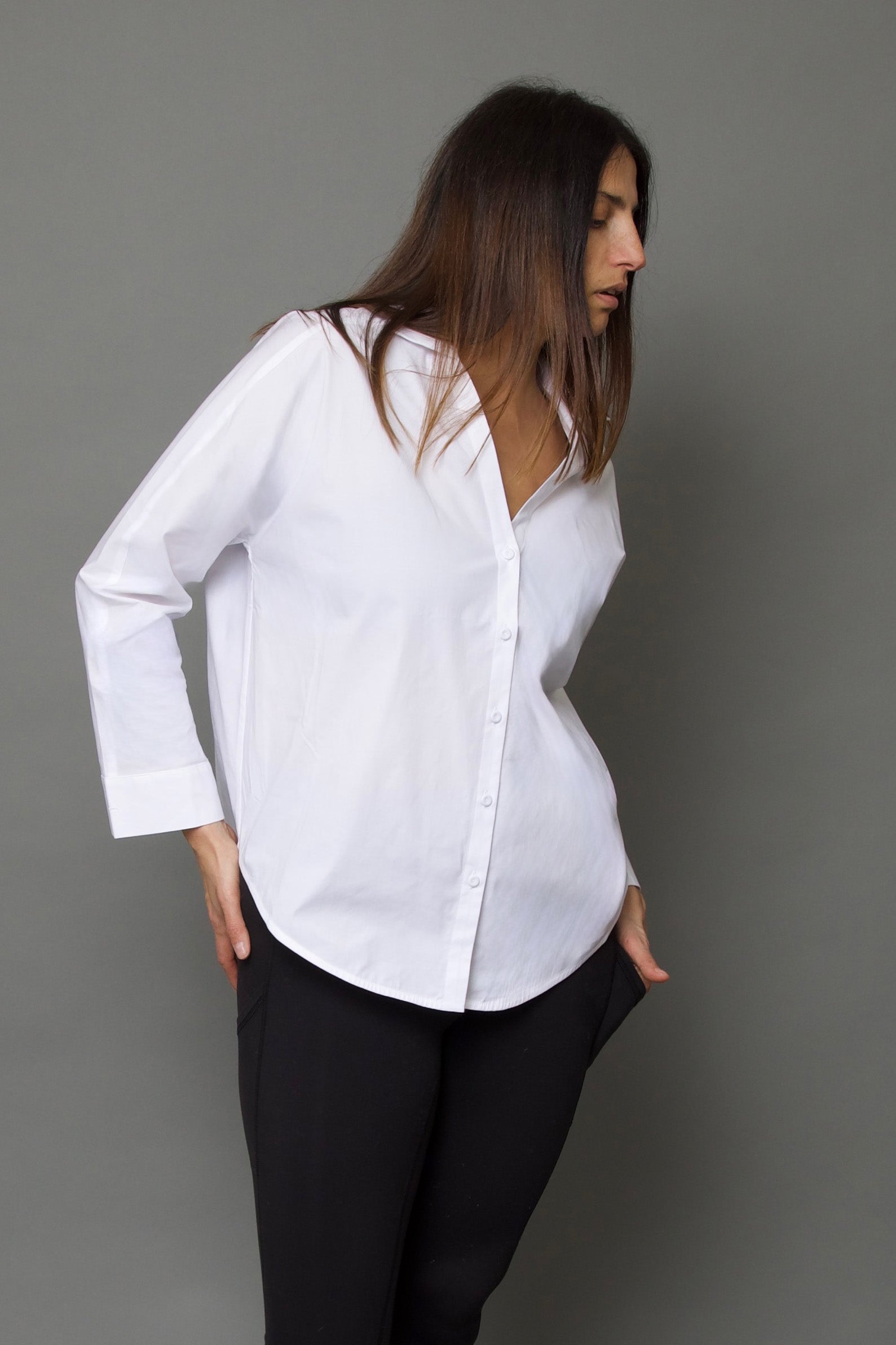 MARY DOLMAN SHIRT IN ITALIAN COTTON STRETCH