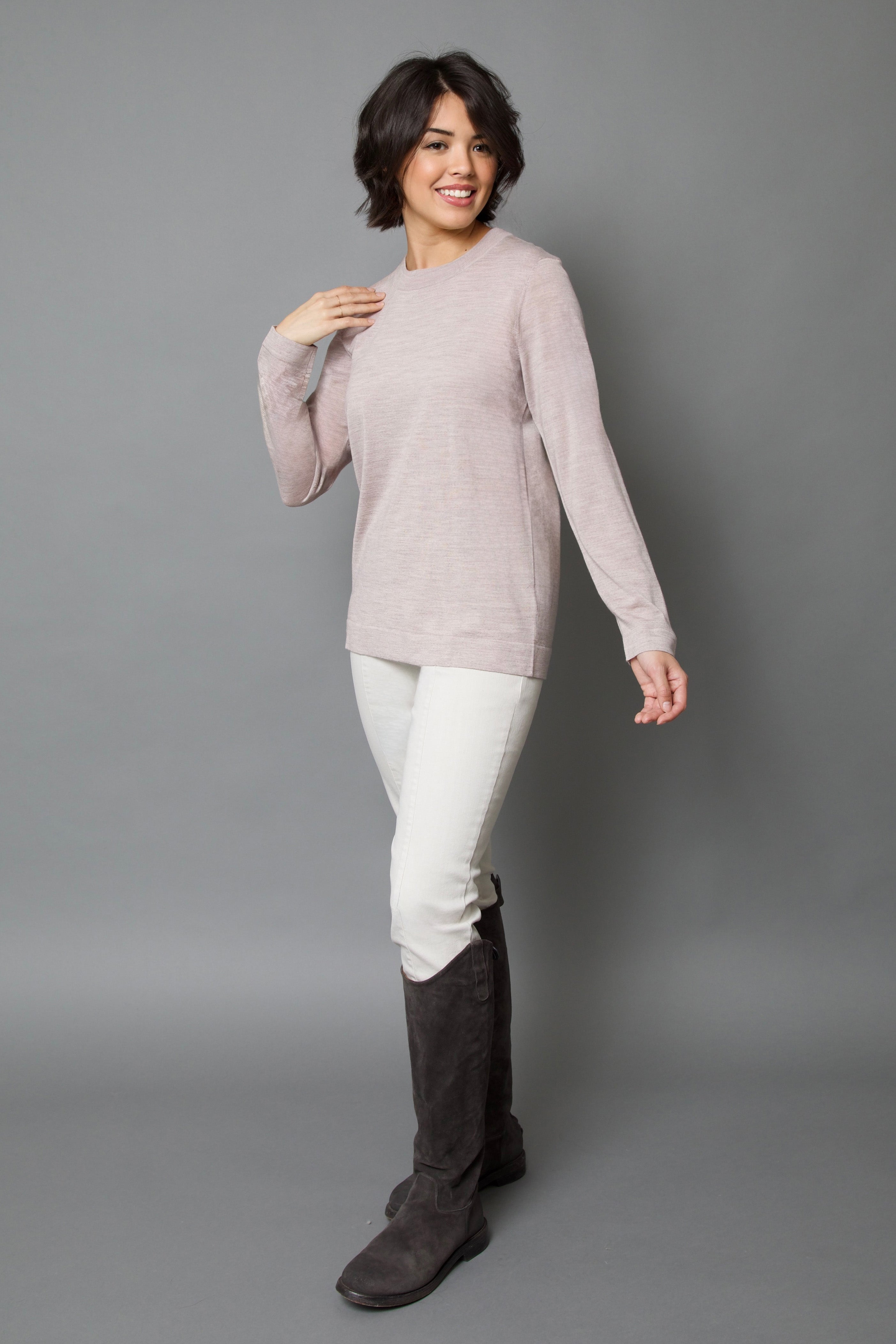 NICO LONG SLEEVE CREW & SCARF IN FINE MERINO