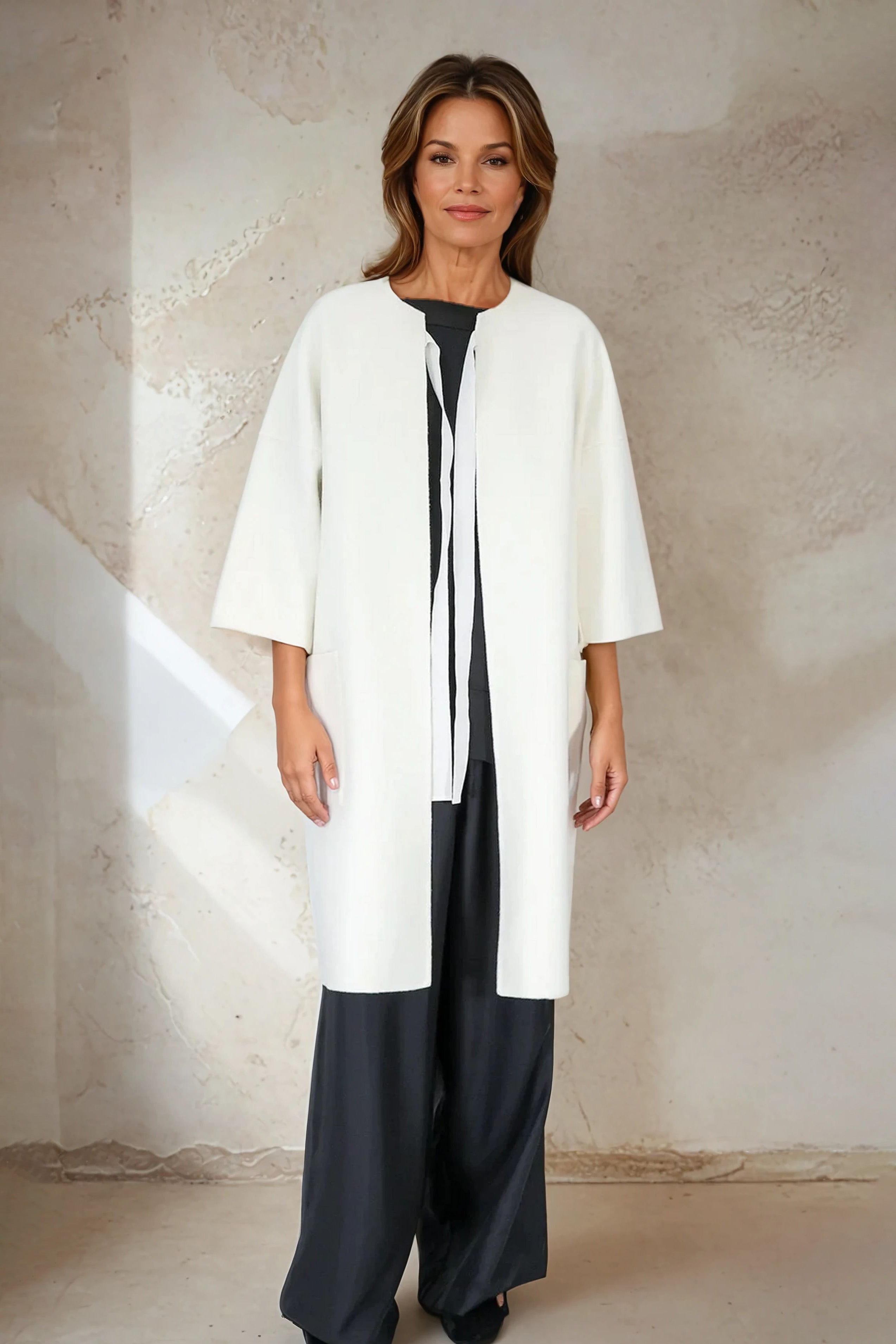 MONROE POCKET LONG COAT IN DOUBLE-FACE CASHMERE WOOL