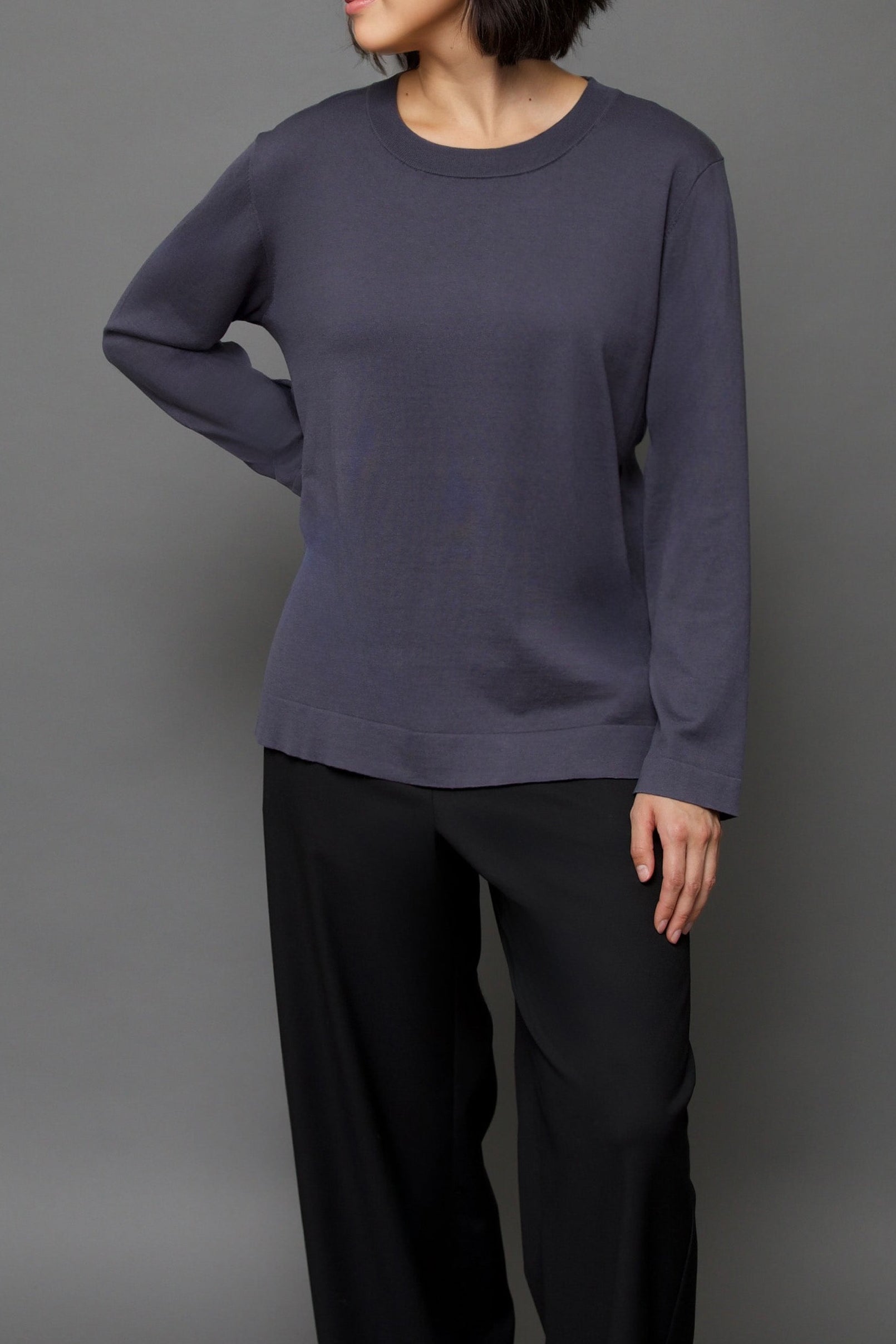 NICO LONG SLEEVE CREW IN FINE GAUGE ITALIAN SILK COTTON