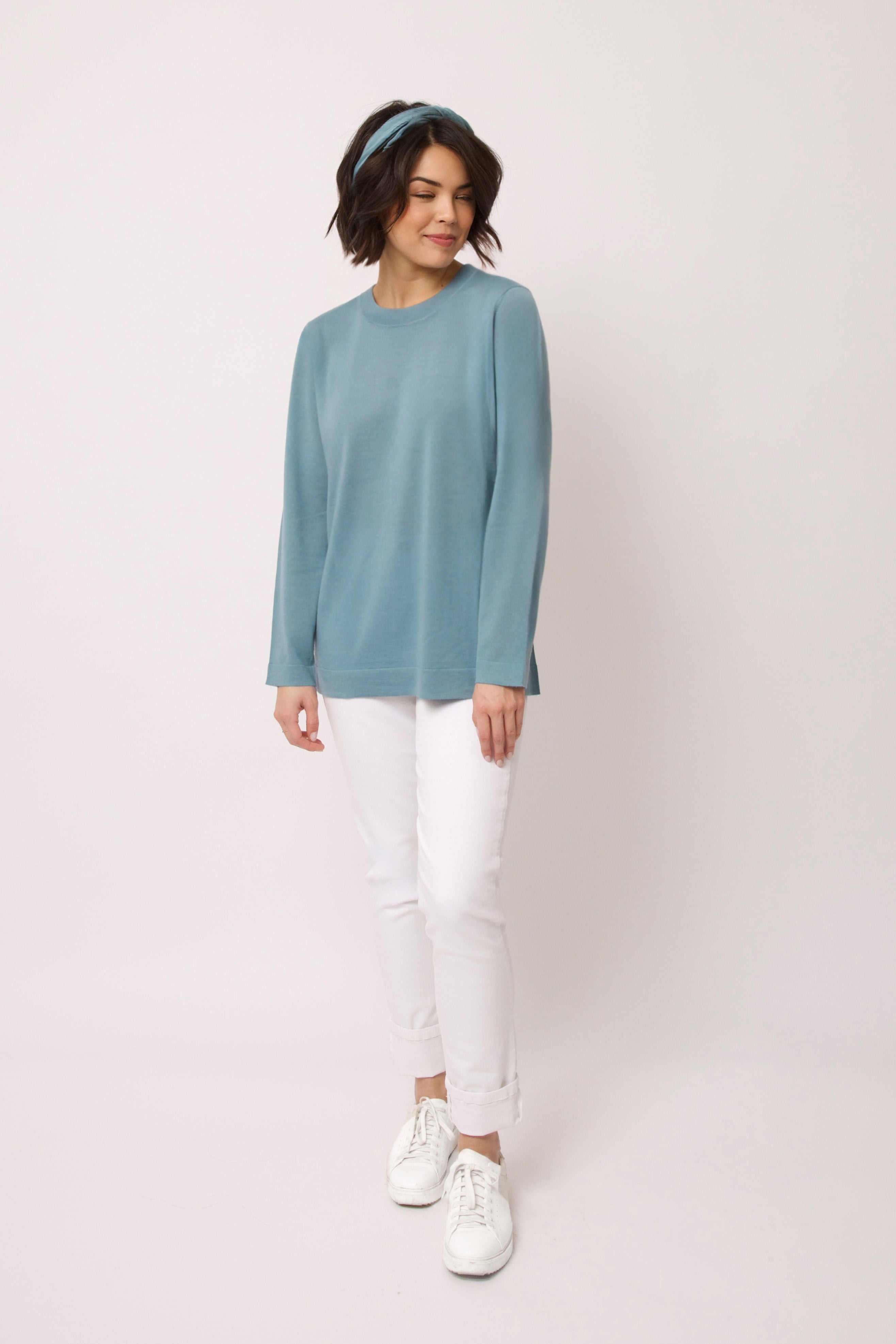 NICO LONG SLEEVE CREW & SCARF IN FINE MERINO