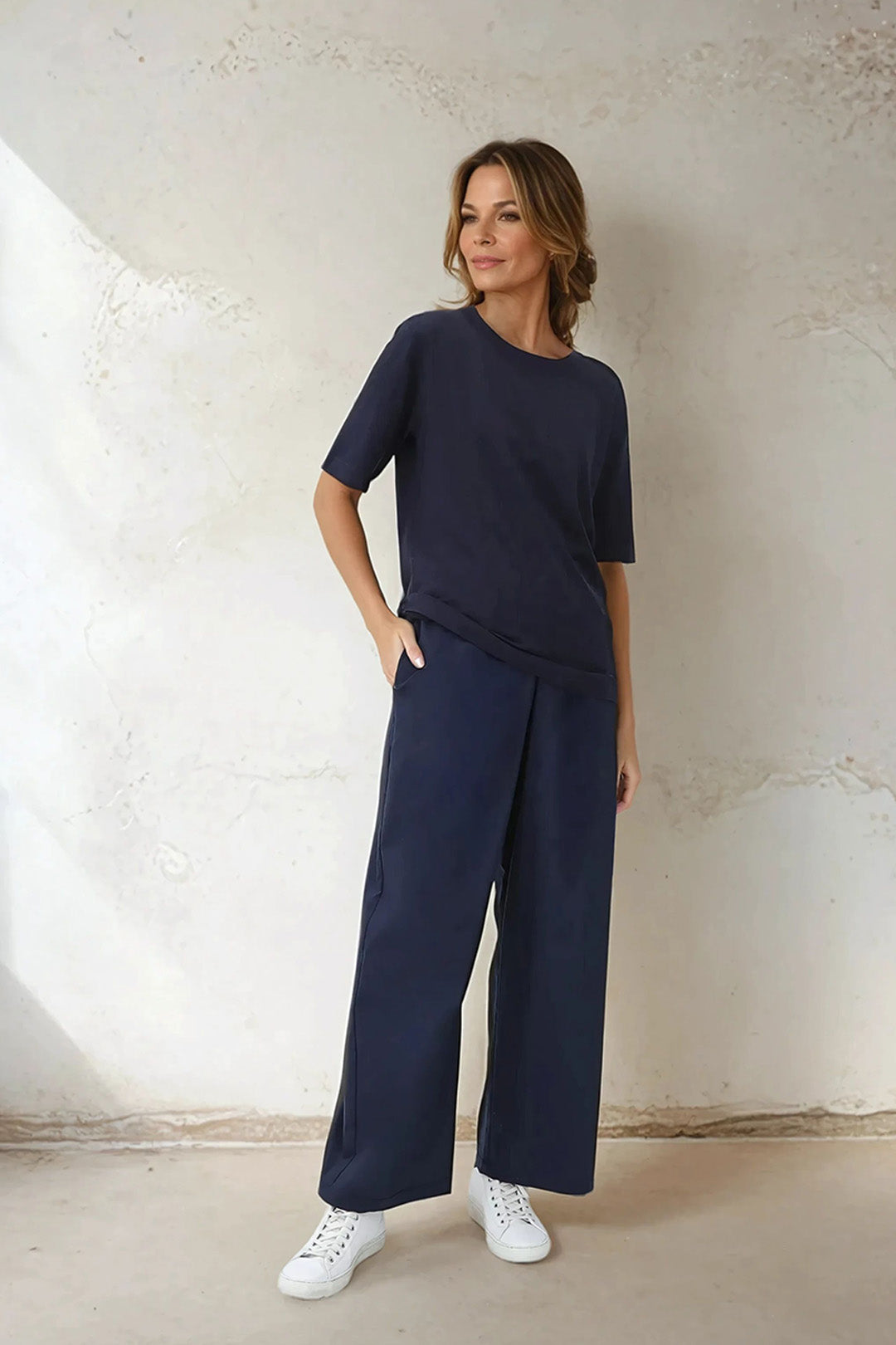 NICO TENNIS ELBOW SLEEVE CREW IN FINE GAUGE ITALIAN SILK COTTON