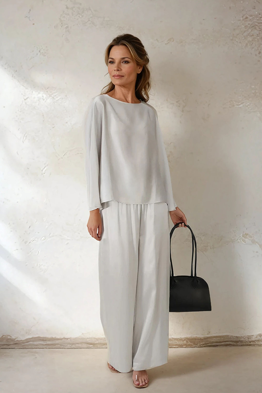 PAOLO BATEAU NECK BLOUSE IN SILK CHARMEUSE