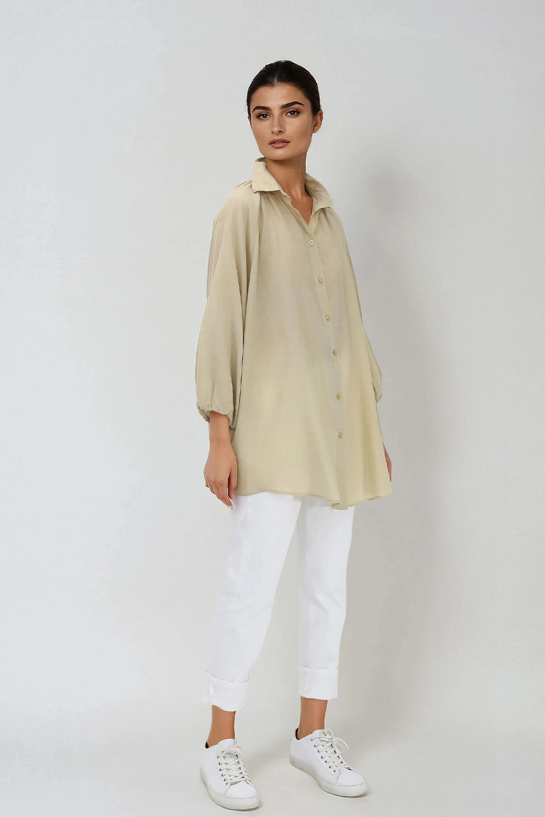 FLOWY OVERSIZED BLOUSE IN SILK COTTON