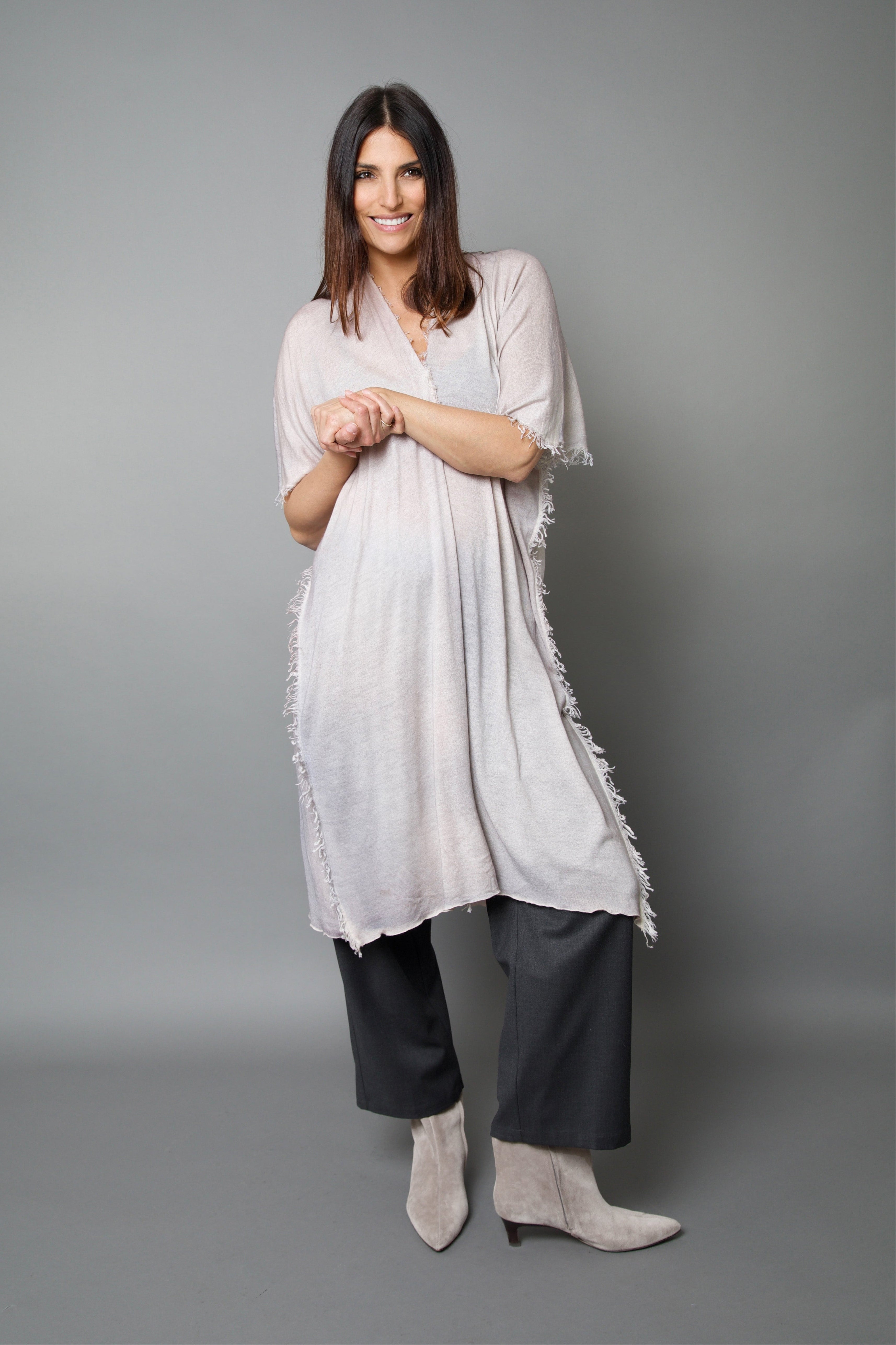 PATNA CARDIGAN IN HAND-DYED CASHMERE SAND DUNE