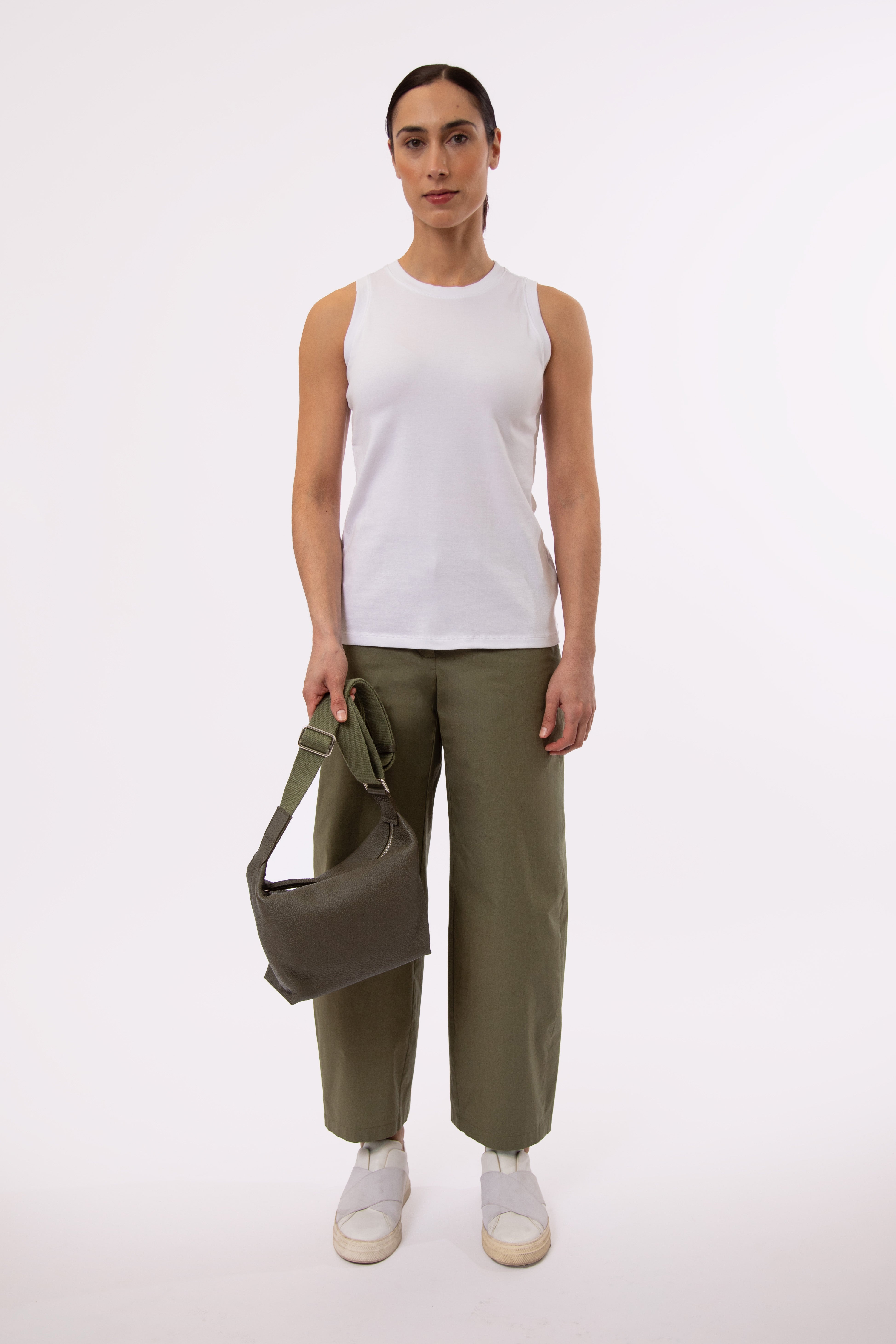 MUSCLE TANK HIP LENGTH IN PIMA COTTON STRETCH