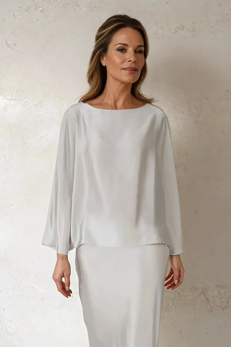 PAOLO BATEAU NECK BLOUSE IN SILK CHARMEUSE