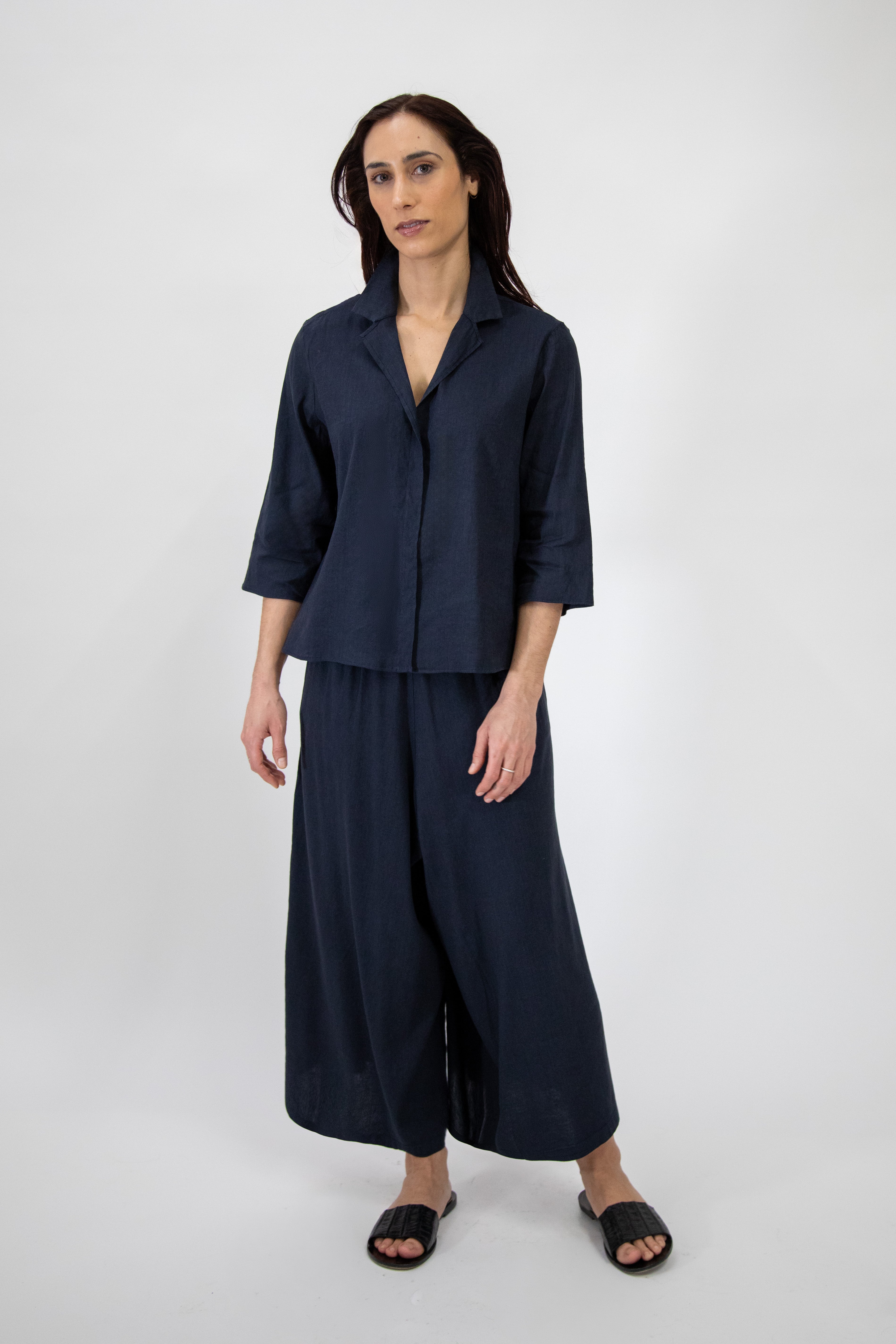 PRISMA CROPPED WIDE LEG IN ITALIAN LINEN STRETCH