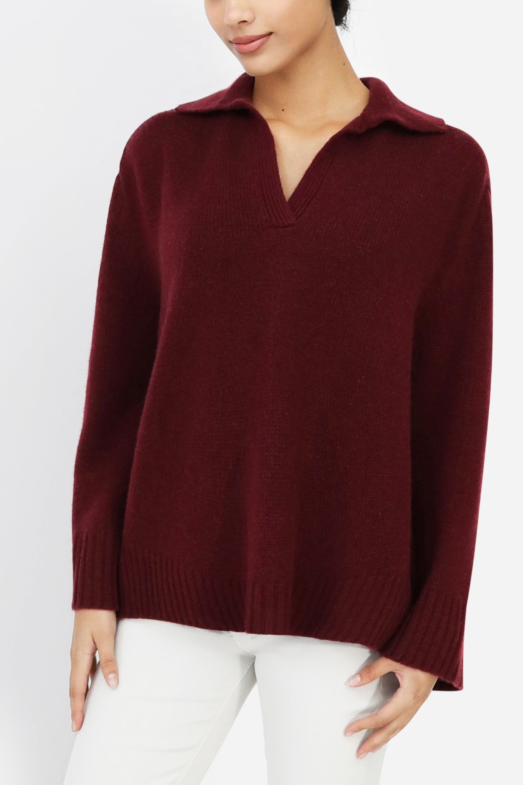 ROUEN POLO NECK SWEATER IN CASHMERE MERINO 4 PLY KNIT