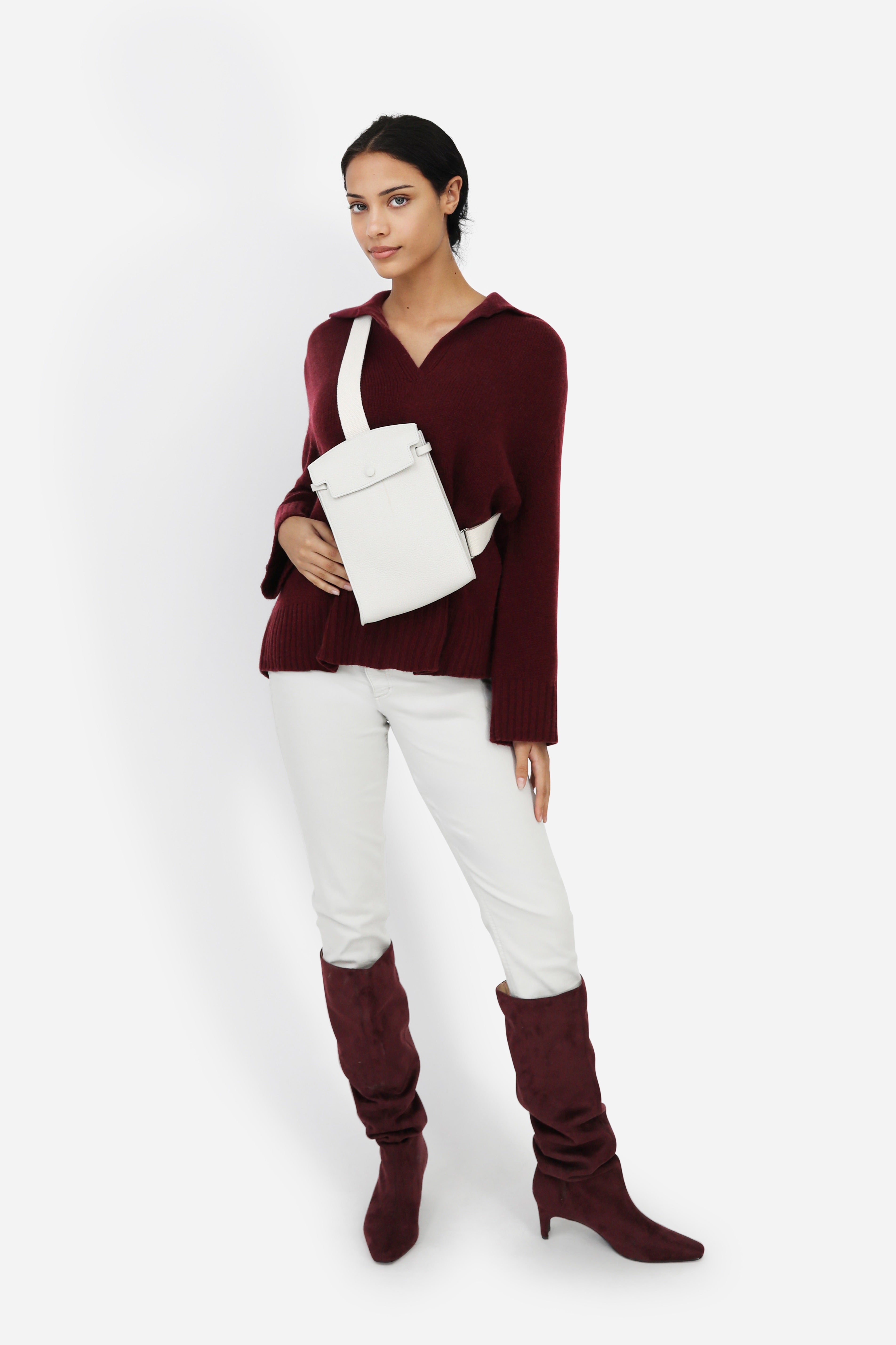 ROUEN POLO NECK SWEATER IN CASHMERE MERINO 4 PLY KNIT