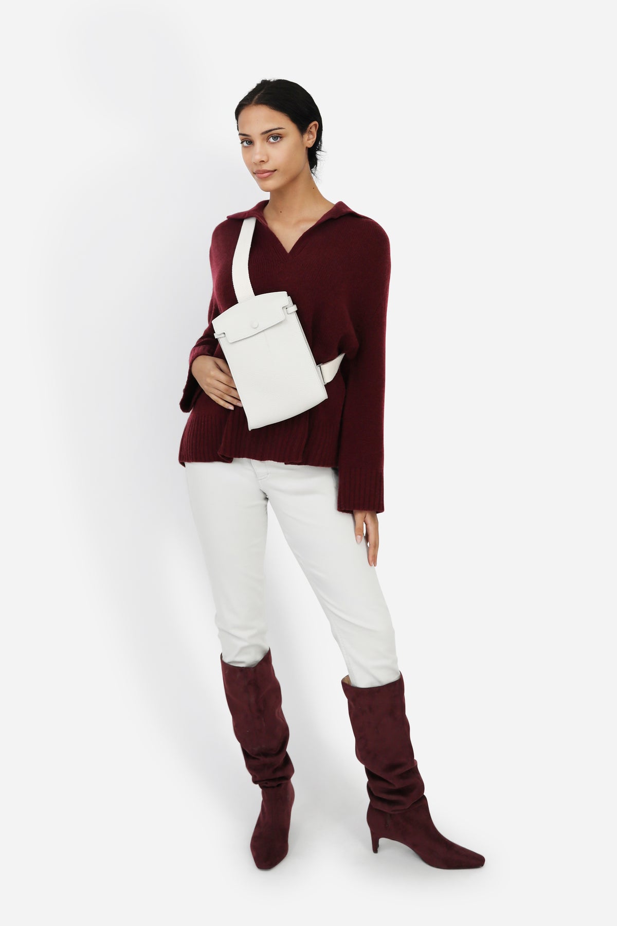 ROUEN POLO NECK SWEATER IN CASHMERE MERINO 4 PLY KNIT