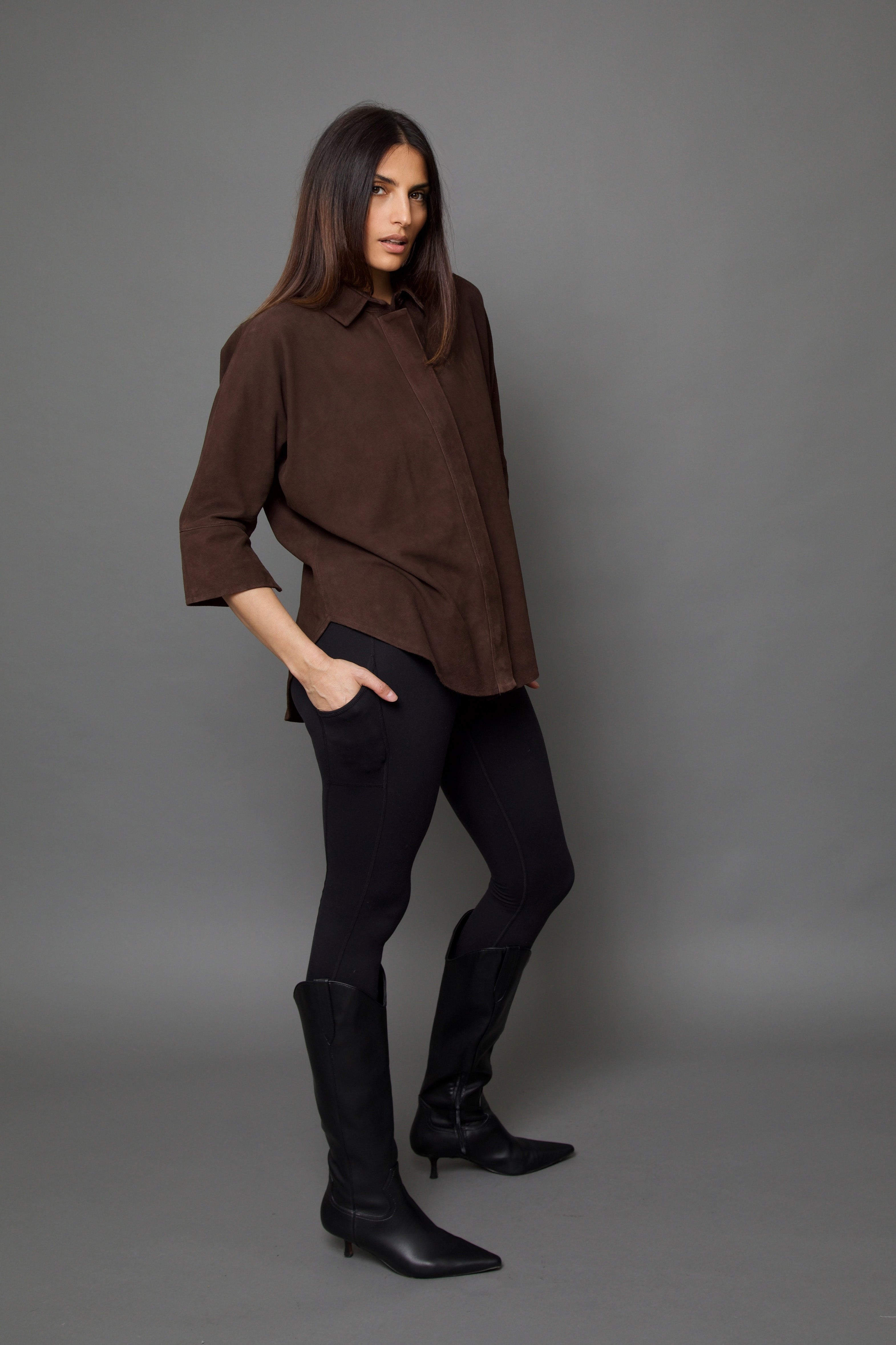SAHANA DOLMAN SUEDE IN DARK CHOCOLATE SUEDE