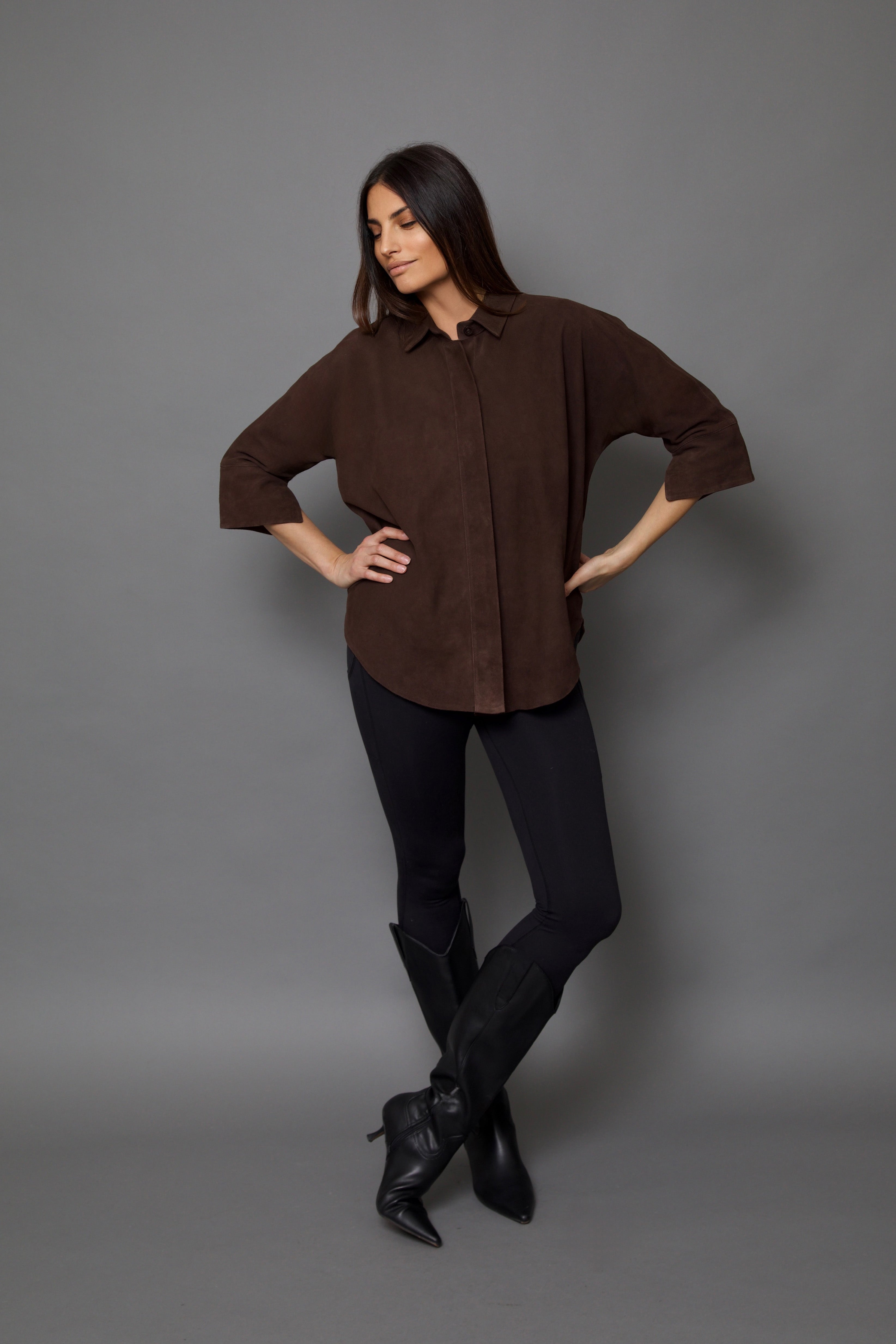 SAHANA DOLMAN SUEDE IN DARK CHOCOLATE SUEDE