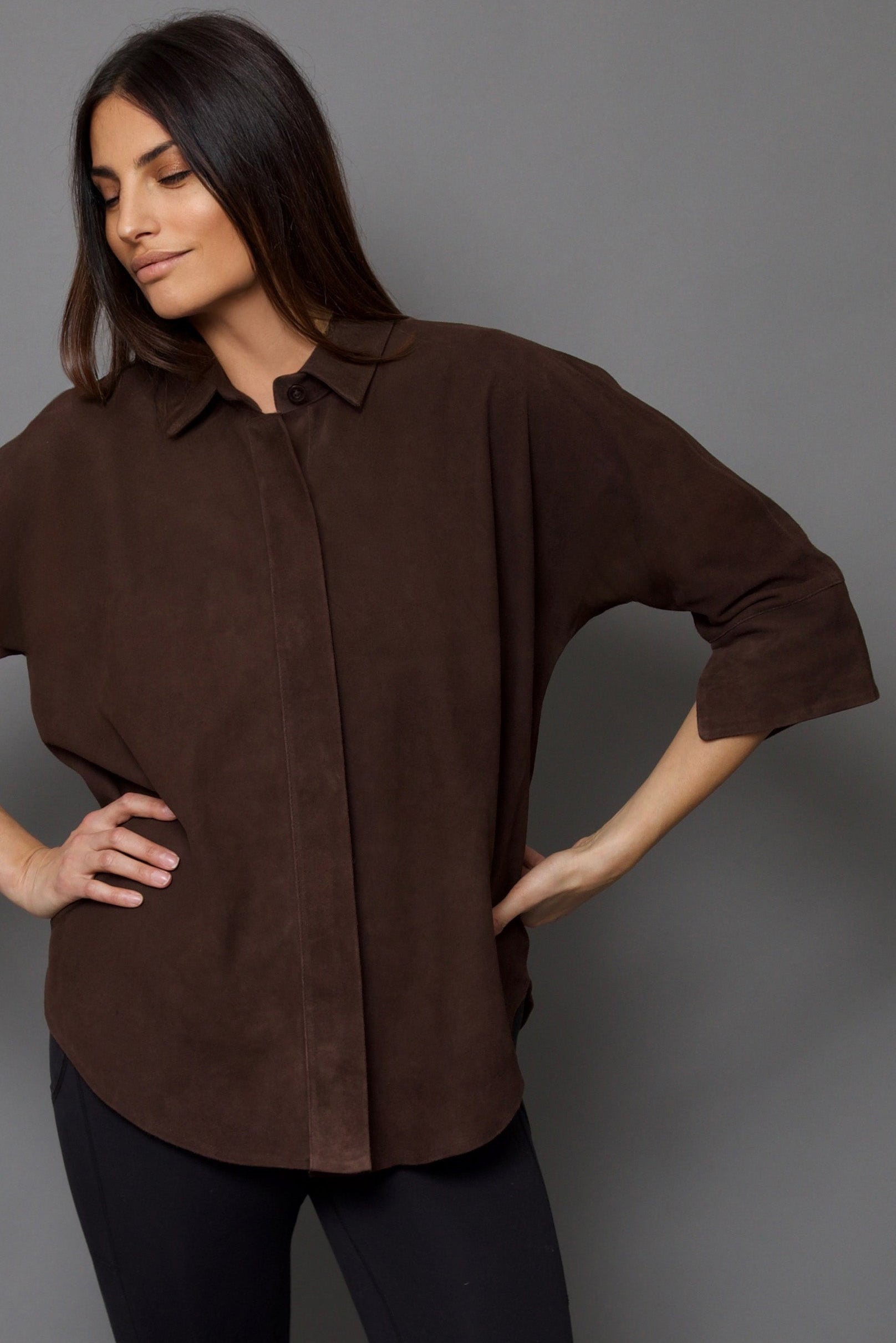 SAHANA DOLMAN SUEDE IN DARK CHOCOLATE SUEDE